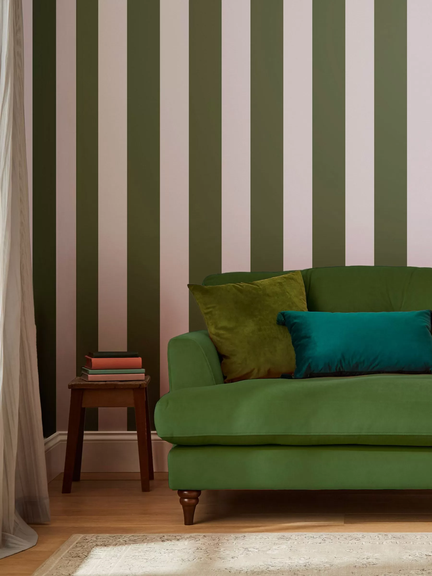 Joules Olive Green Harborough Stripe 10M Wallpaper OliveGreen Cheap