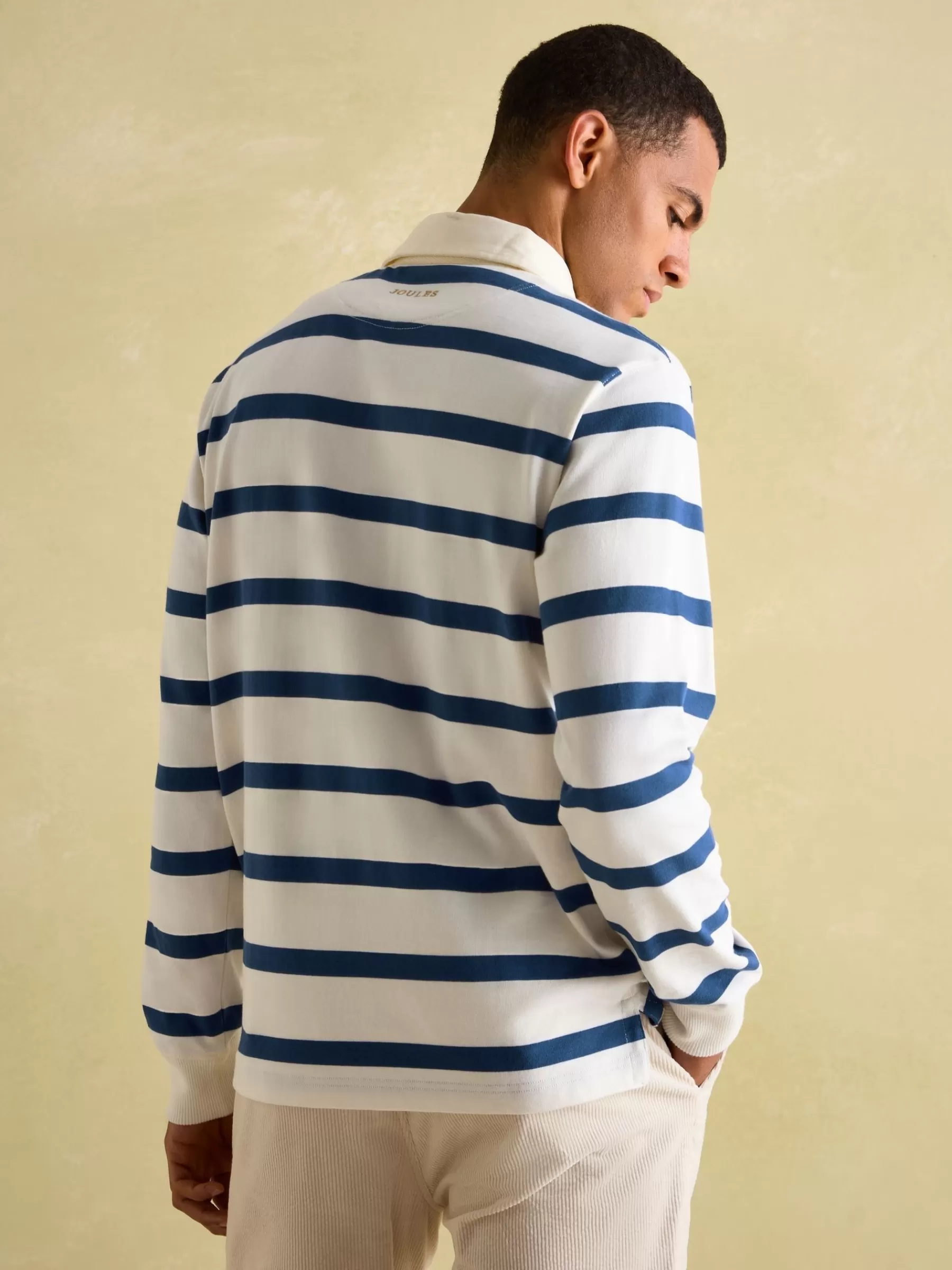 Joules Onside Cream & Blue Striped Rugby Shirt Cream&Blue Outlet