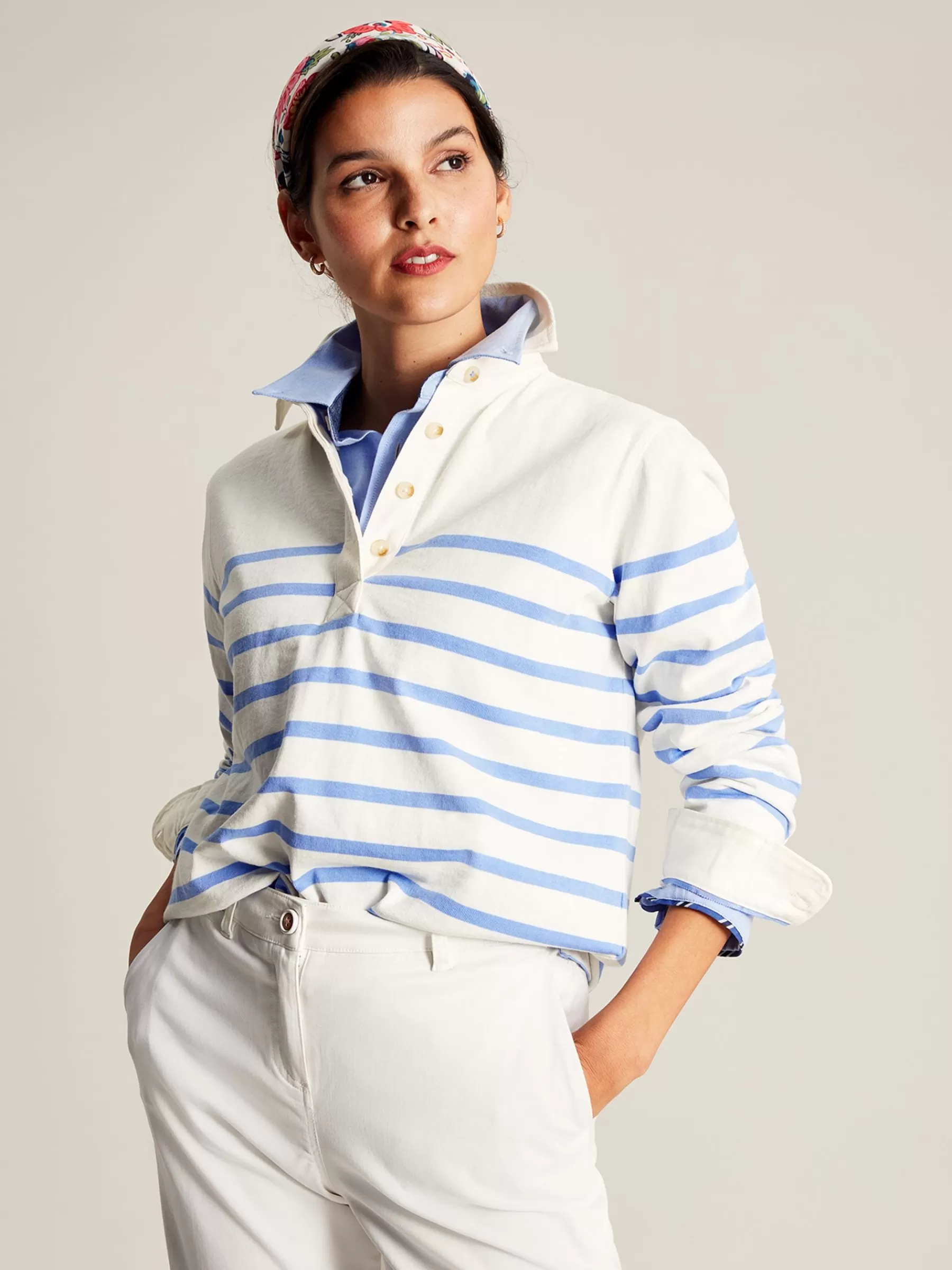 Joules Ottilie Striped Deck Sweat Top Blue Store