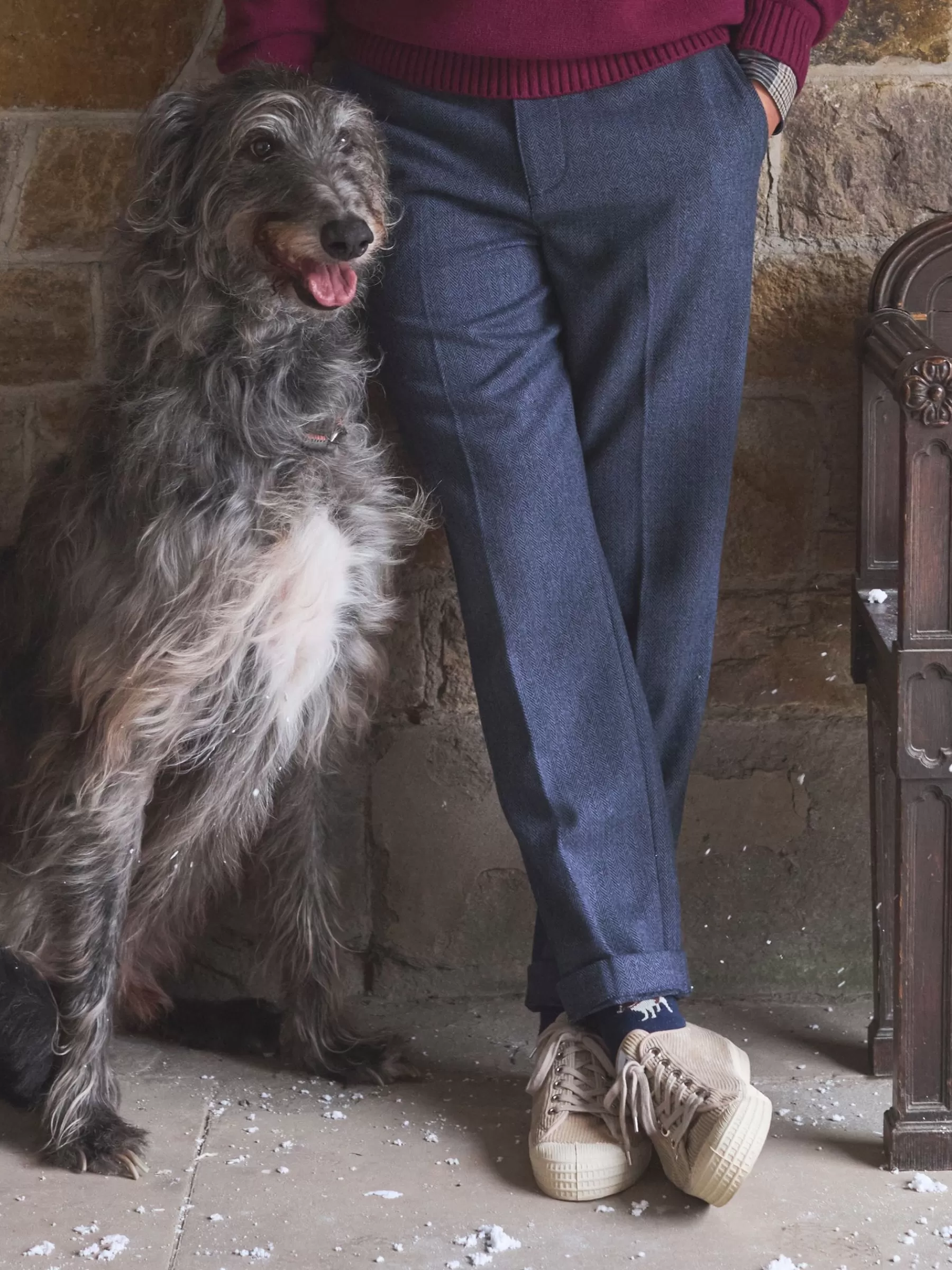 Joules Oundle Herringbone Slim Fit Trousers Navy Shop