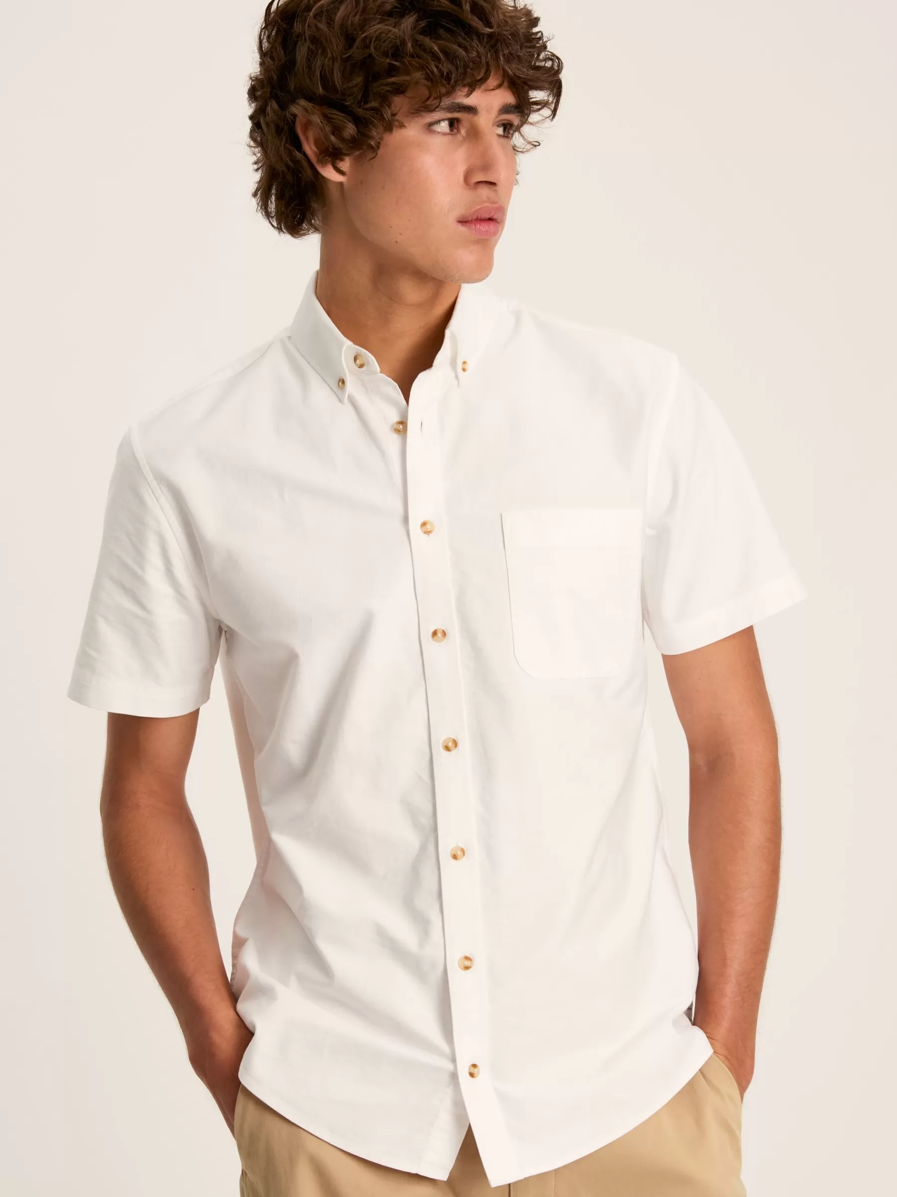 Joules Oxford Short Sleeve Classic Fit Shirt White Hot