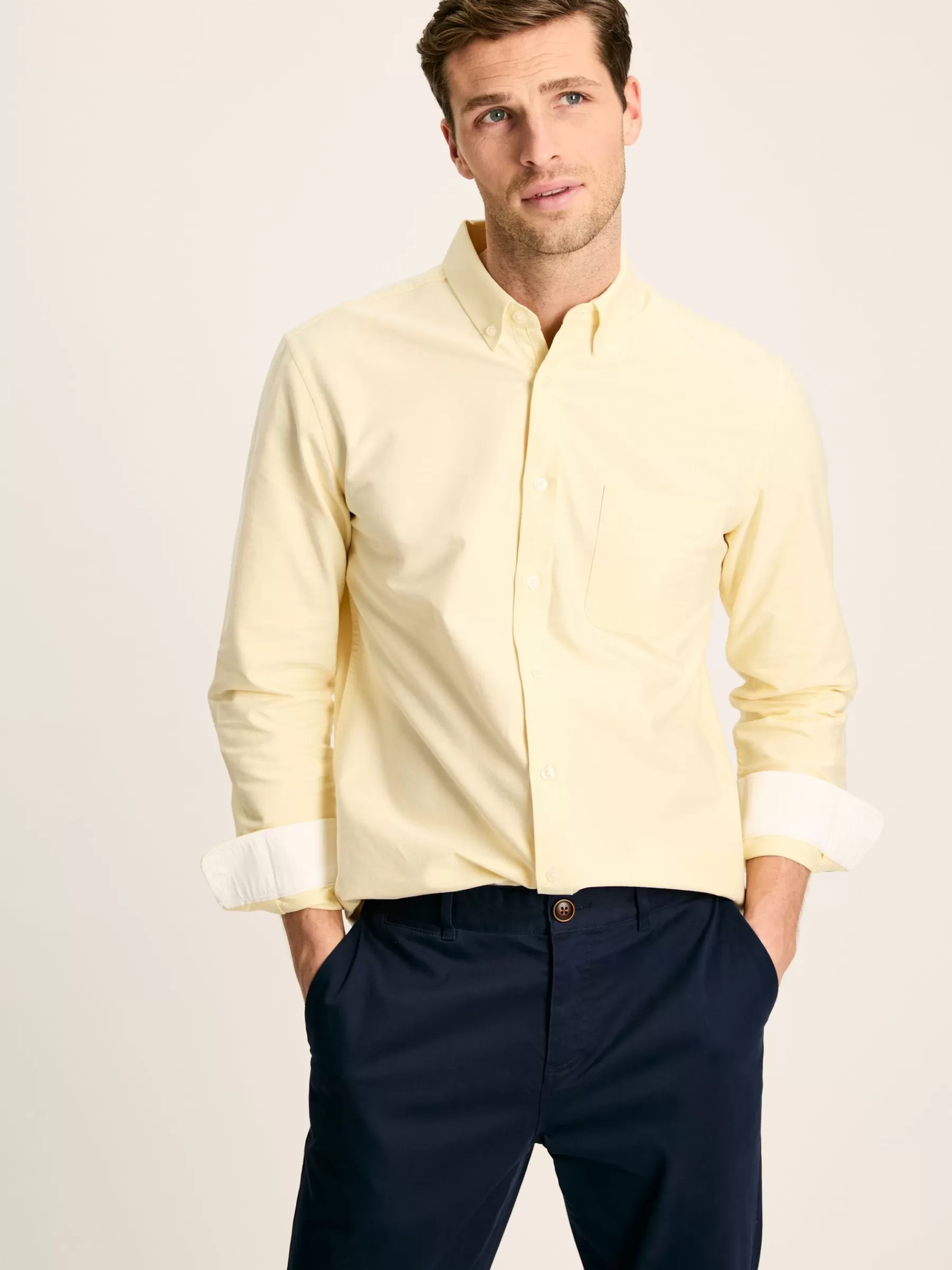 Joules Oxford Long Sleeve Classic Fit Shirt Yellow Flash Sale