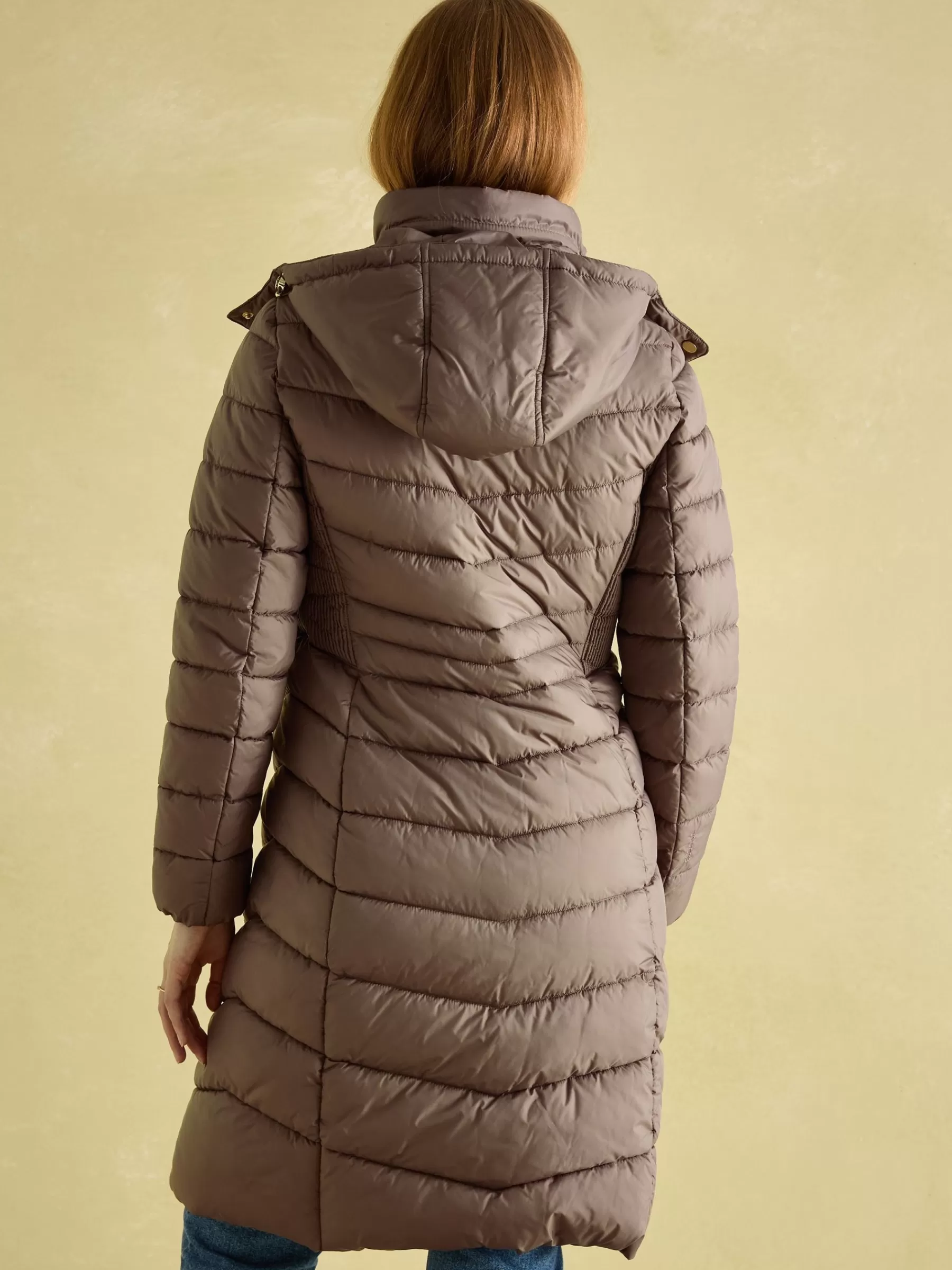 Joules Pembury Showerproof Longline Padded Coat With Hood Neutral Outlet