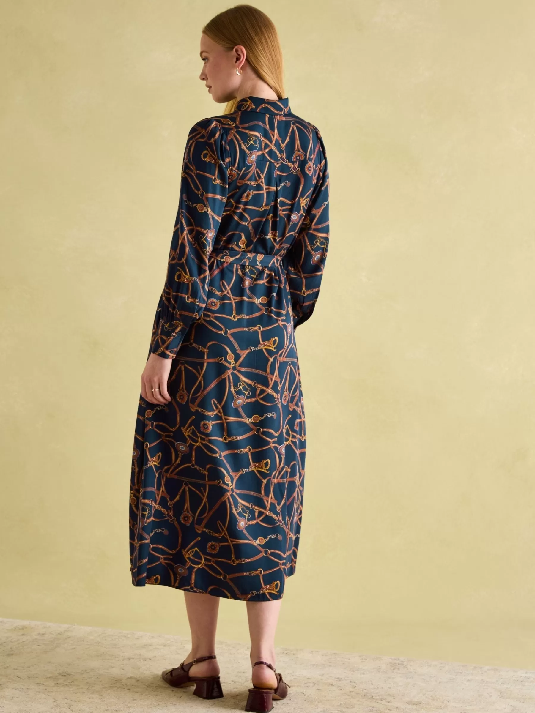 Joules Penelope Navy Bridle Print Satin Shirt Dress NavyBridlePrint Shop