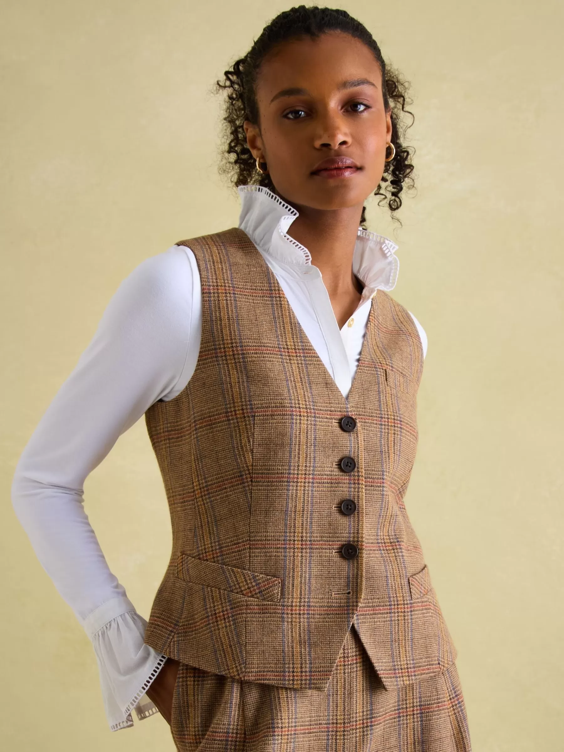 Joules Penrose Tweed Waistcoat Check Best