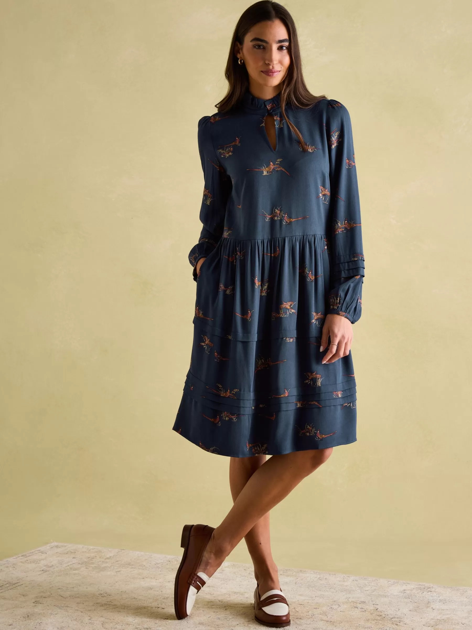 Joules Petunia Frill Neck Dress Navy Best Sale