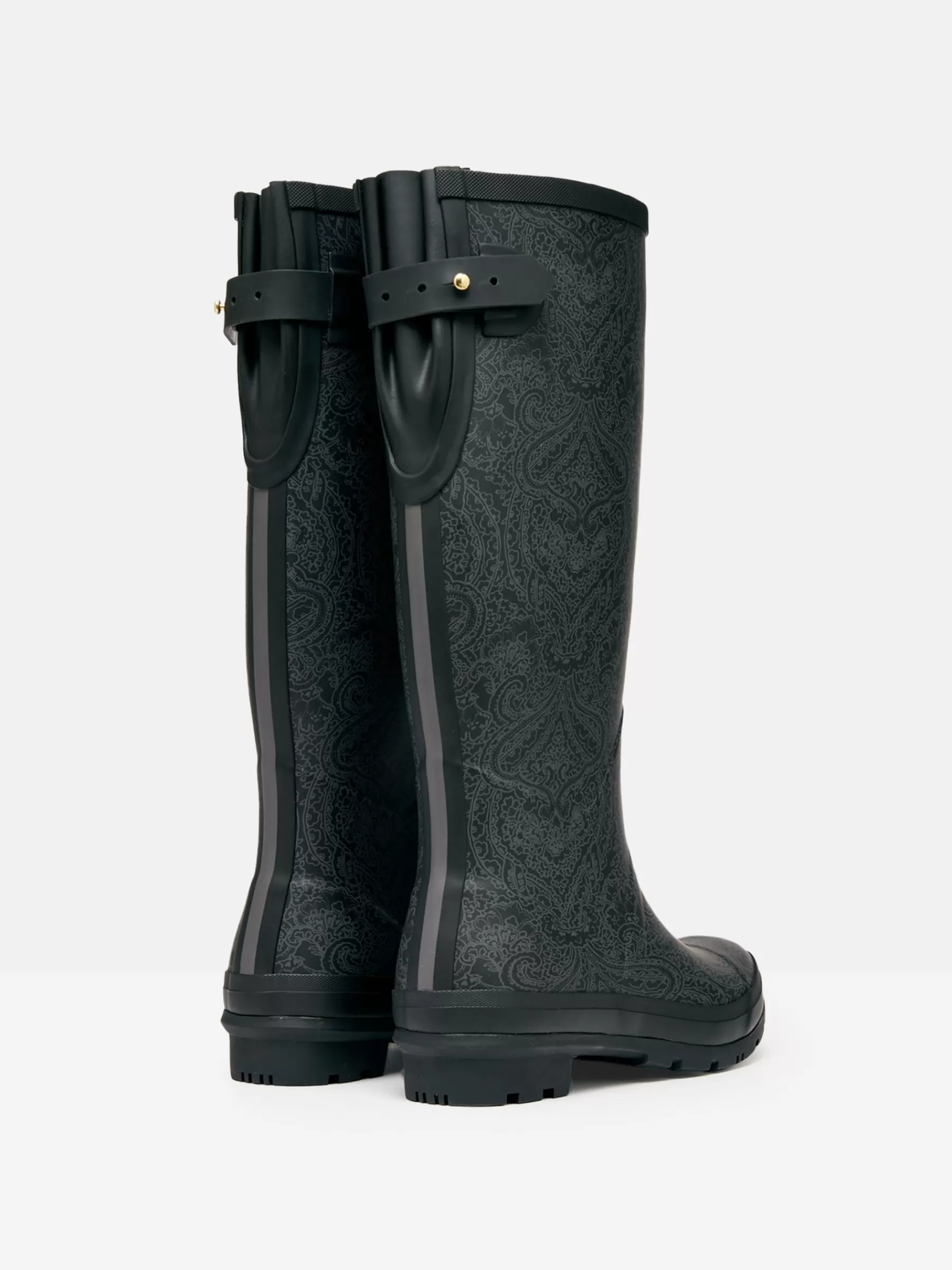 Joules Printed Black Paisley Adjustable Tall Wellies BlackPaisley Discount