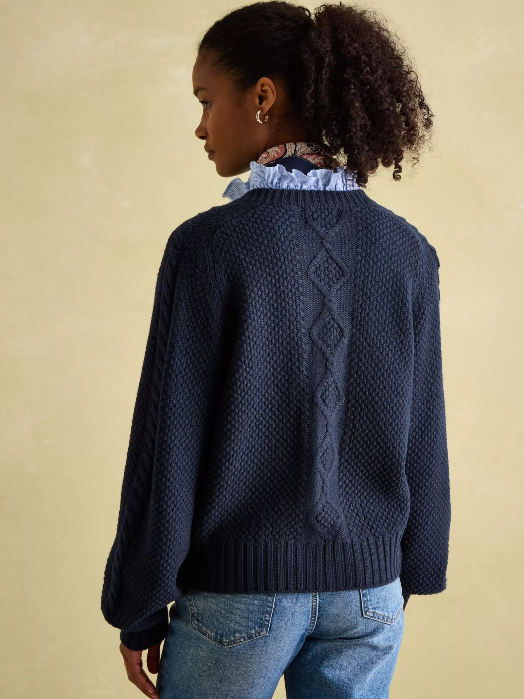 Joules Rafferty Navy Blue Cable Knit Cardigan NavyBlue Shop