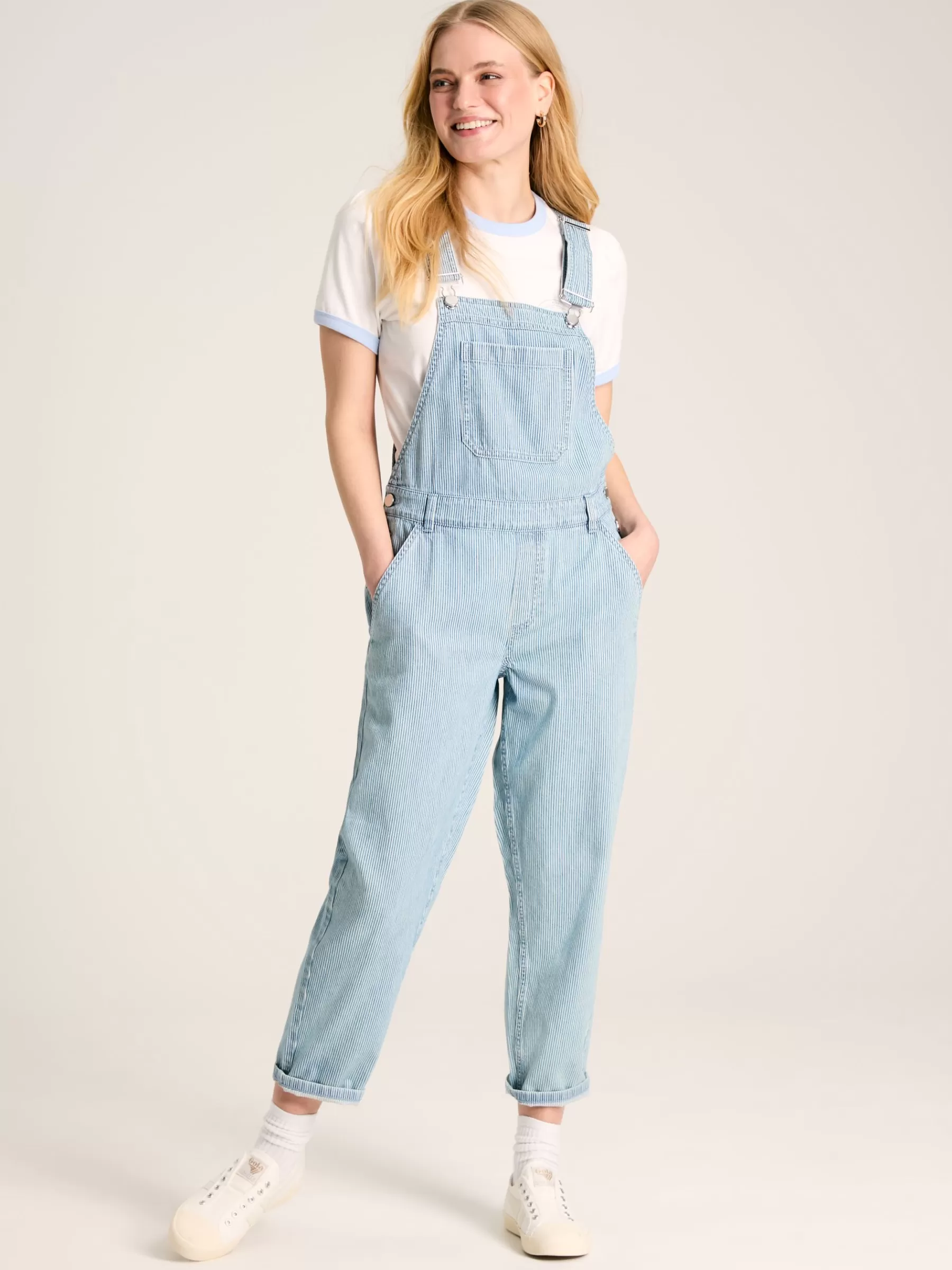 Joules Railroad Blue & White Pinstripe Denim Dungarees Blue&White Cheap