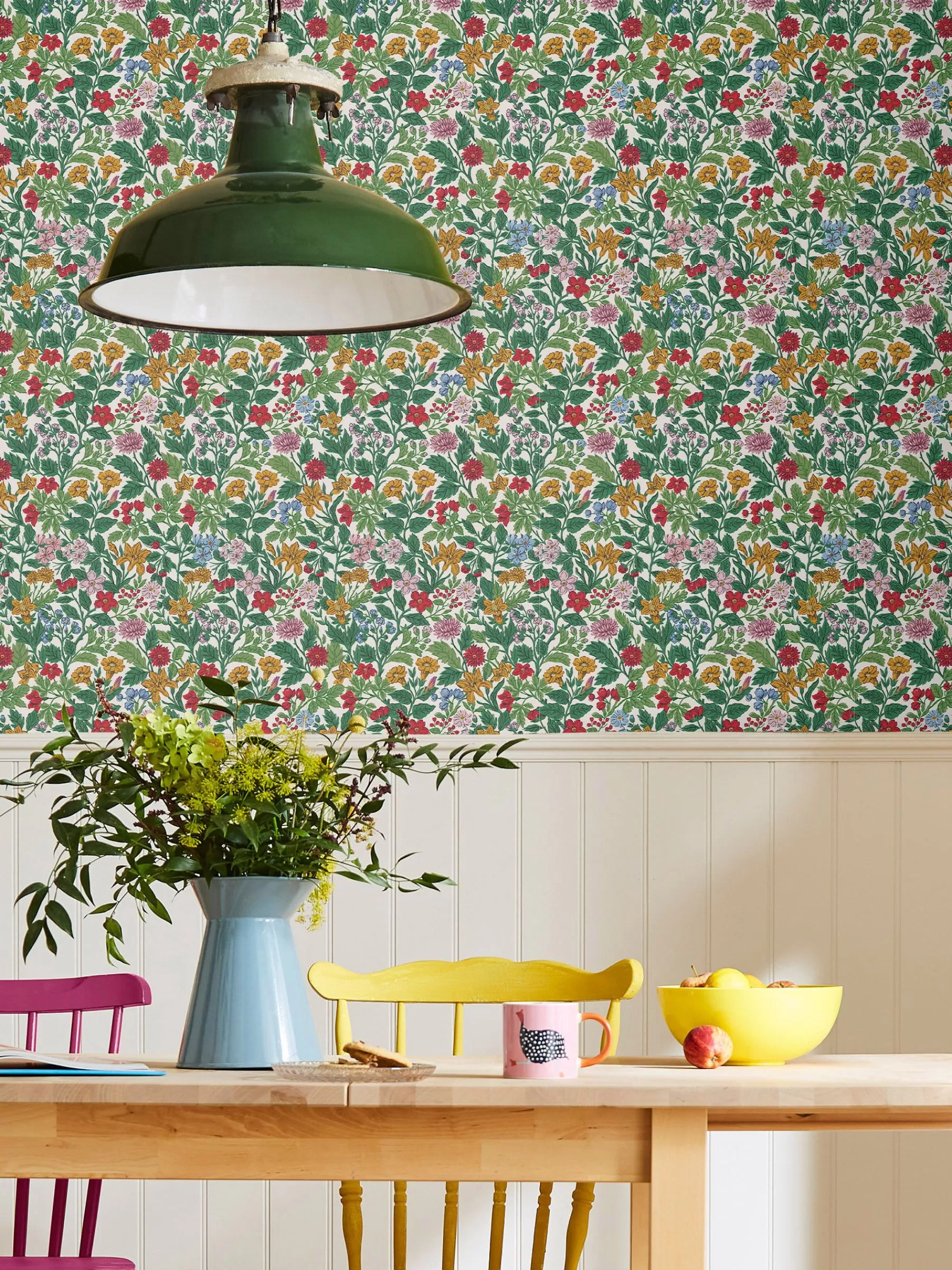 Joules Arts & Crafts Floral 10M Wallpaper Rainbow Fashion