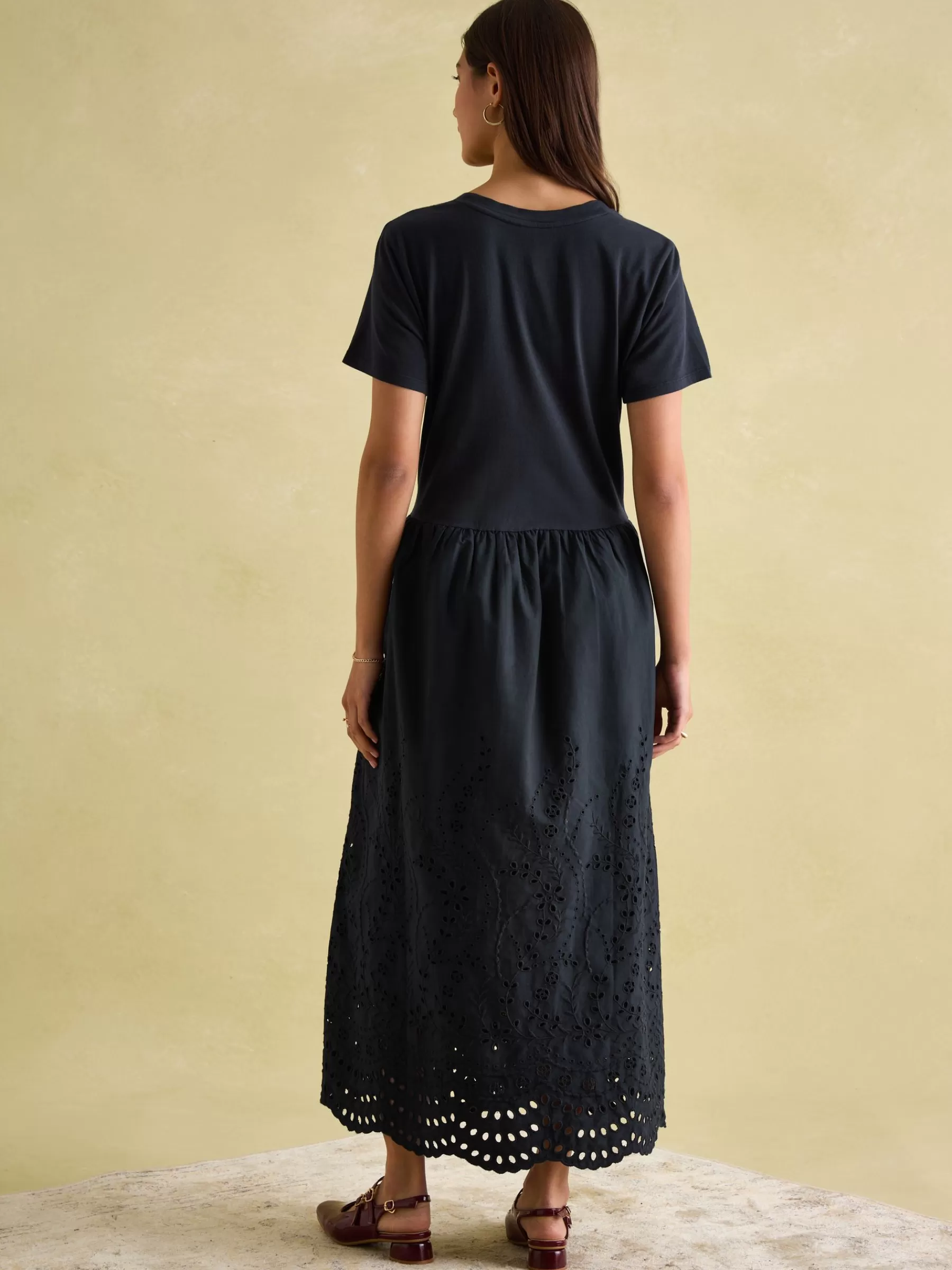 Joules Reid Broderie 100% Cotton Dress Navy Hot