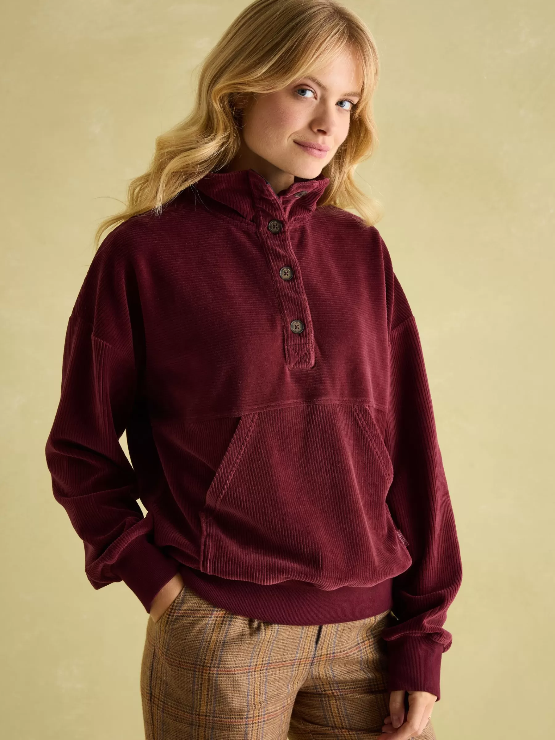 Joules Renee Corduroy Sweatshirt Burgundy Hot