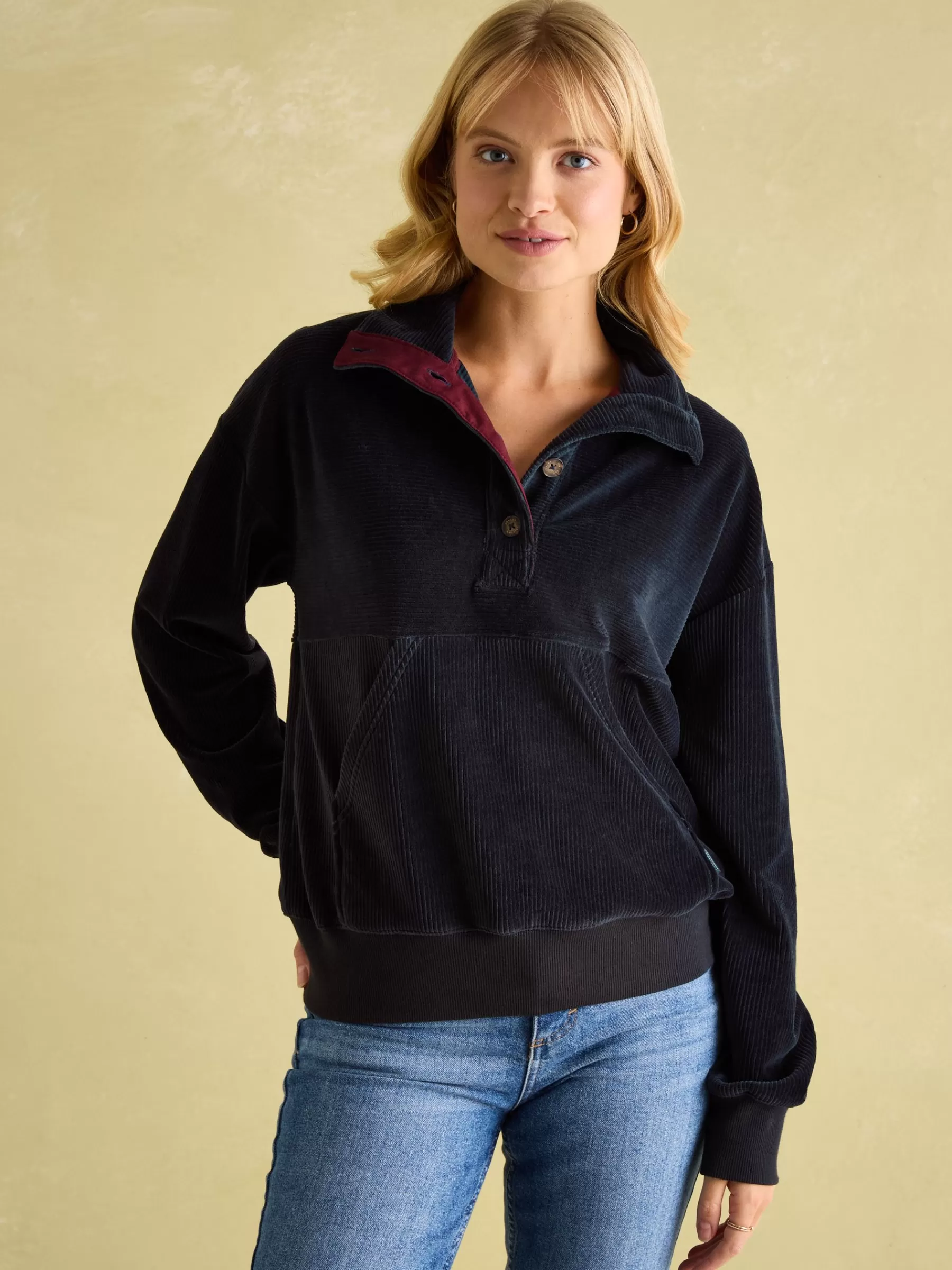 Joules Renee Navy Blue Corduroy Sweatshirt NavyBlue Discount