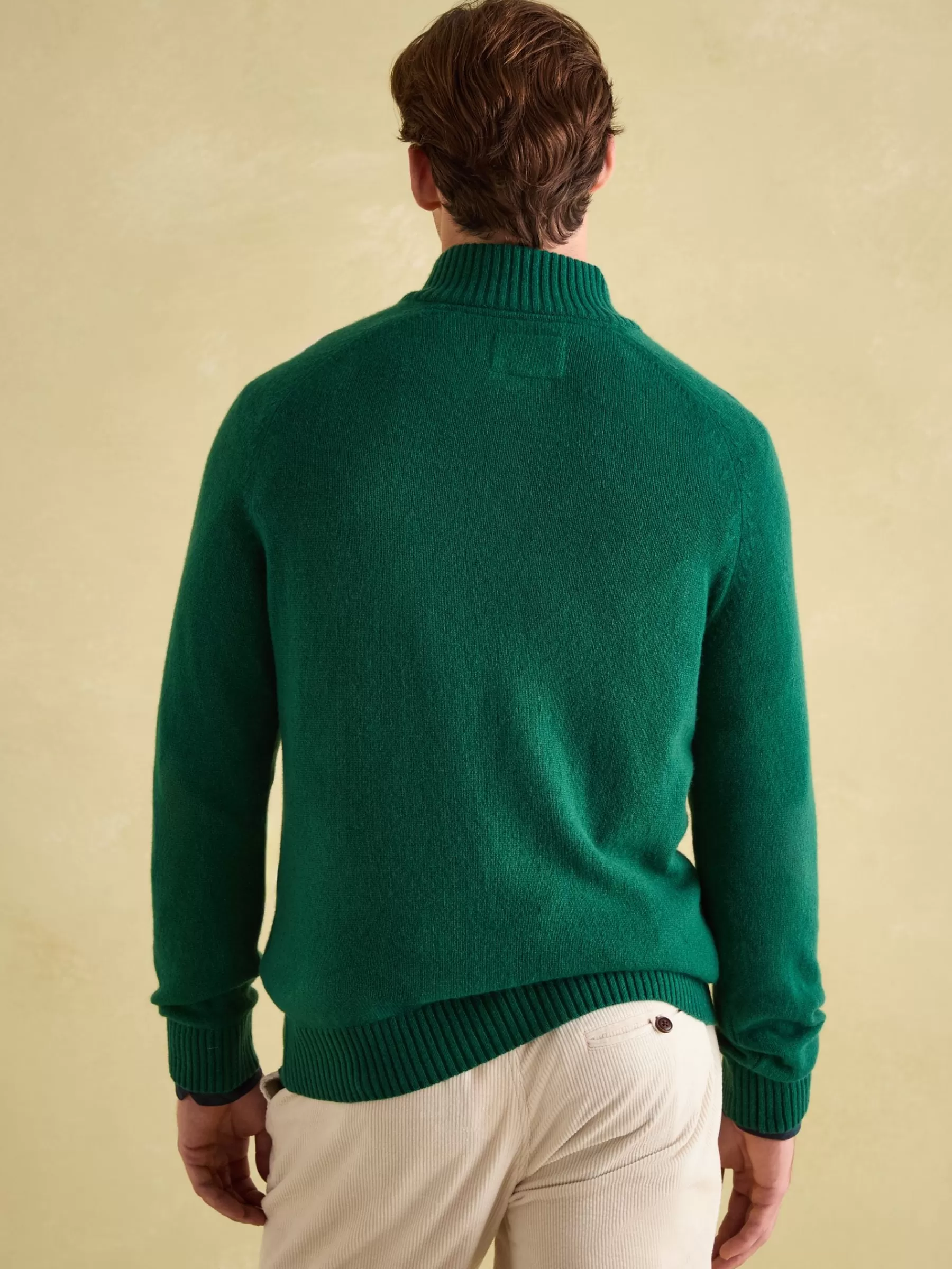 Joules Richmond Lambswool Quarter Zip Knitted Jumper Green Best