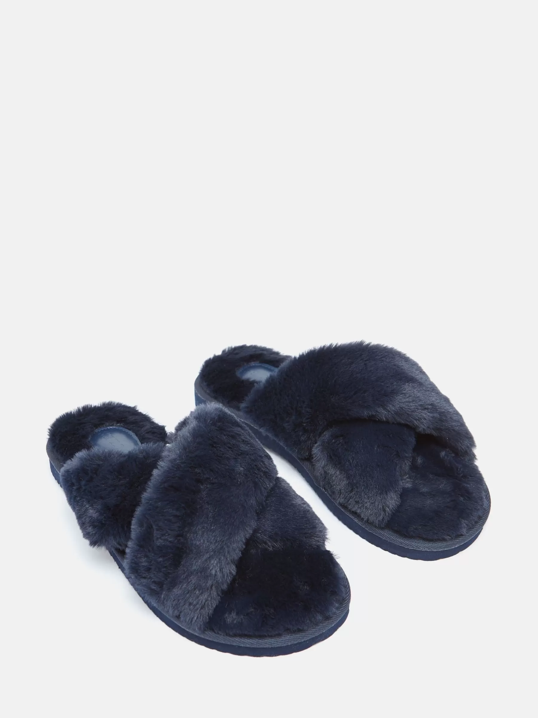 Joules Romilly Faux Fur Slippers Navy New