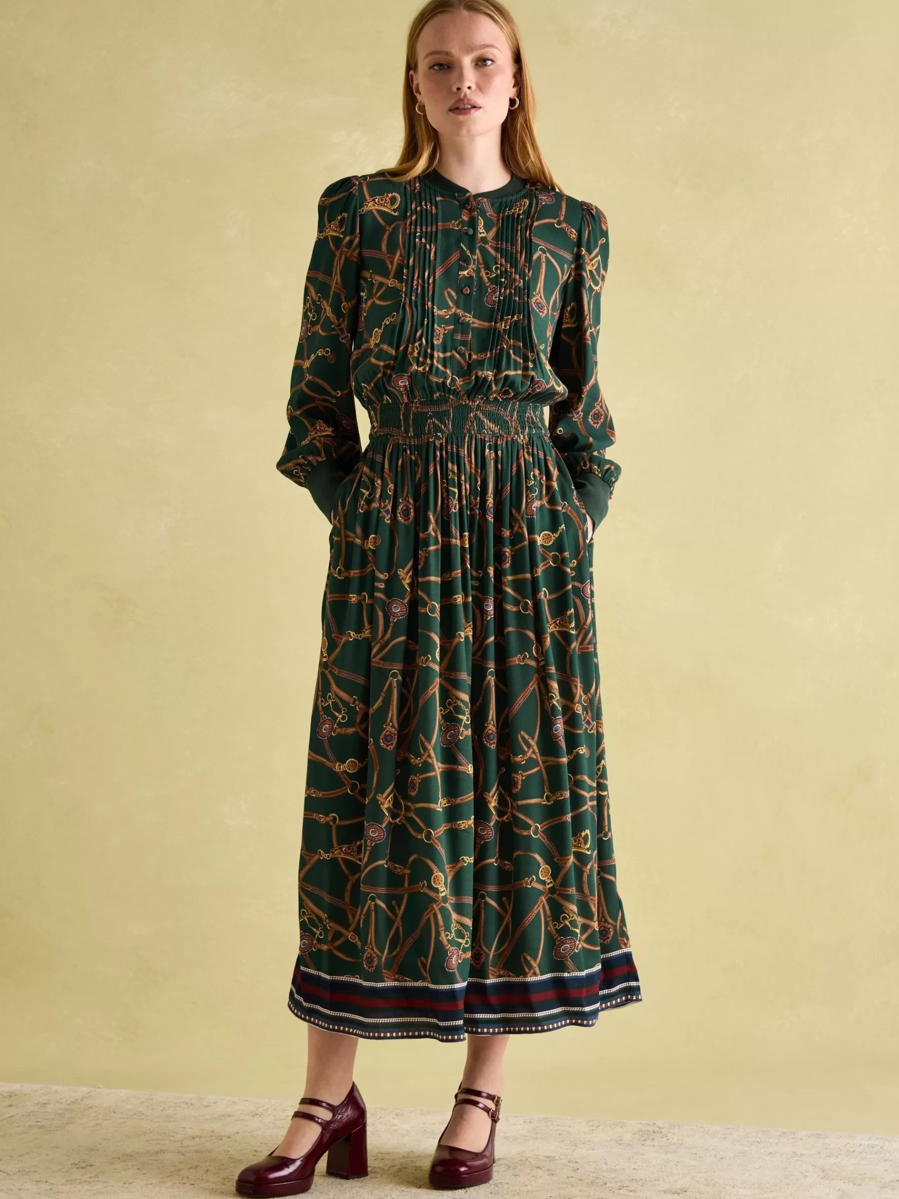 Joules Rosa Printed Maxi Shirt Dress Green Online