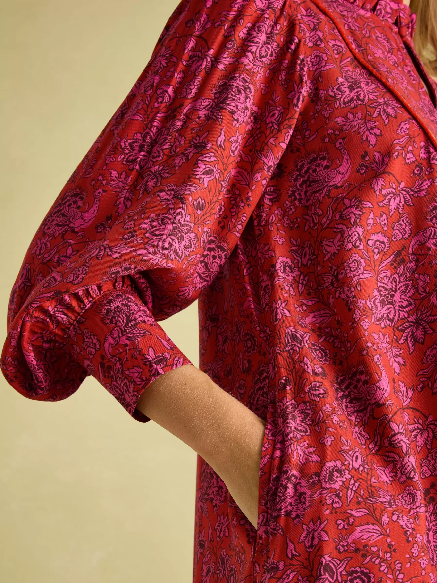 Joules Rosette Red Floral Printed Dress with Pie Crust Neck RedFloral Online