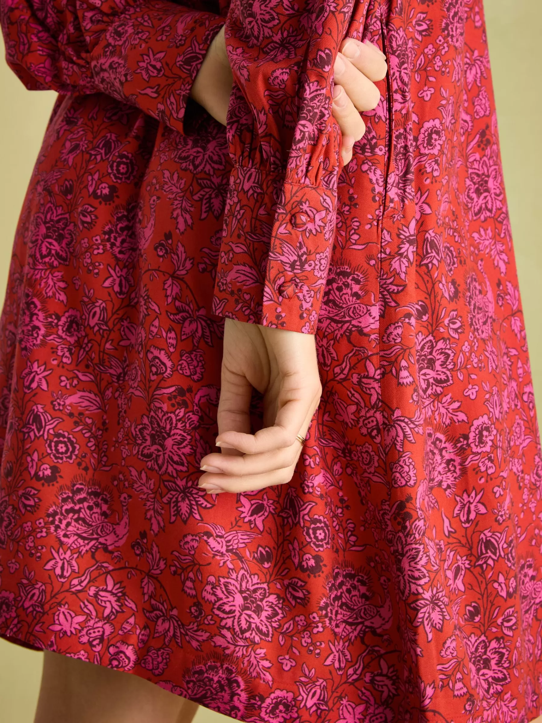 Joules Rosette Red Floral Printed Dress with Pie Crust Neck RedFloral Online