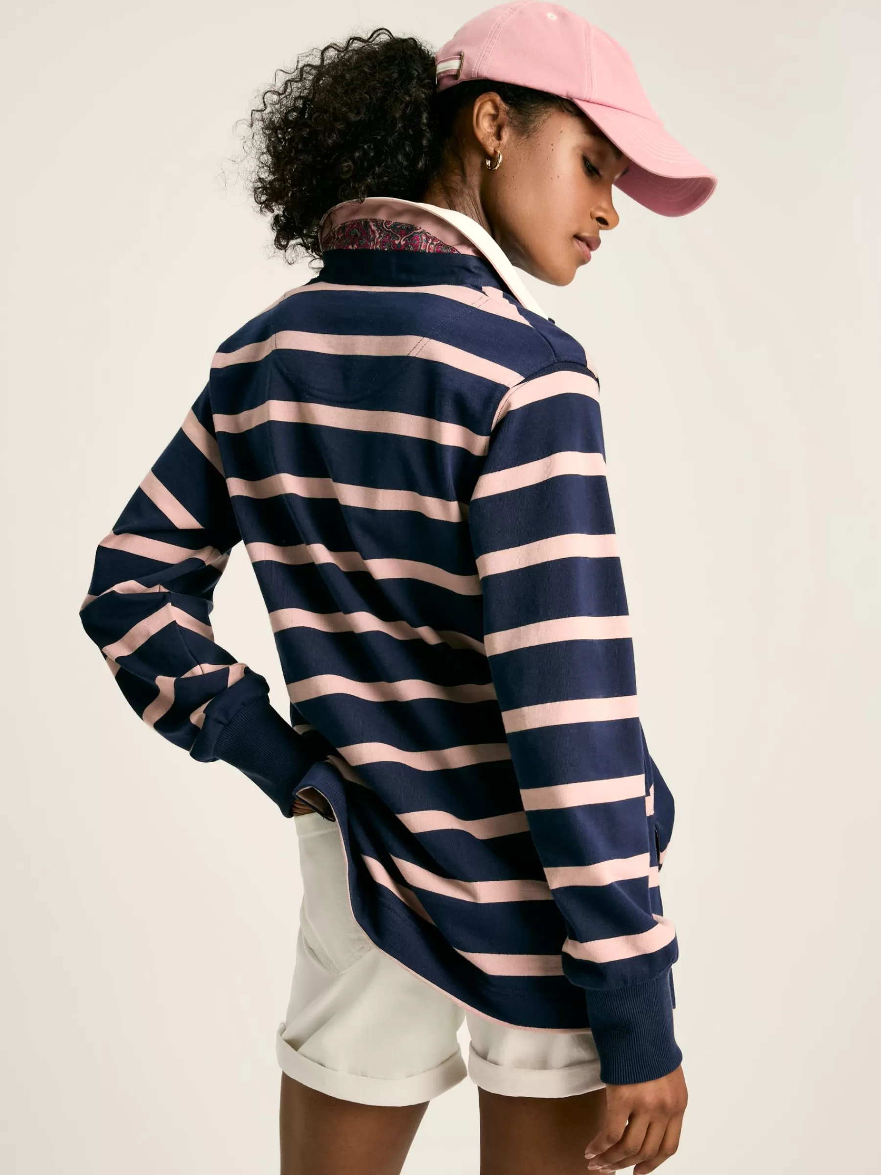 Joules Sammie Navy Blue Striped Heavyweight Cotton Rugby Shirt NavyBlue Sale