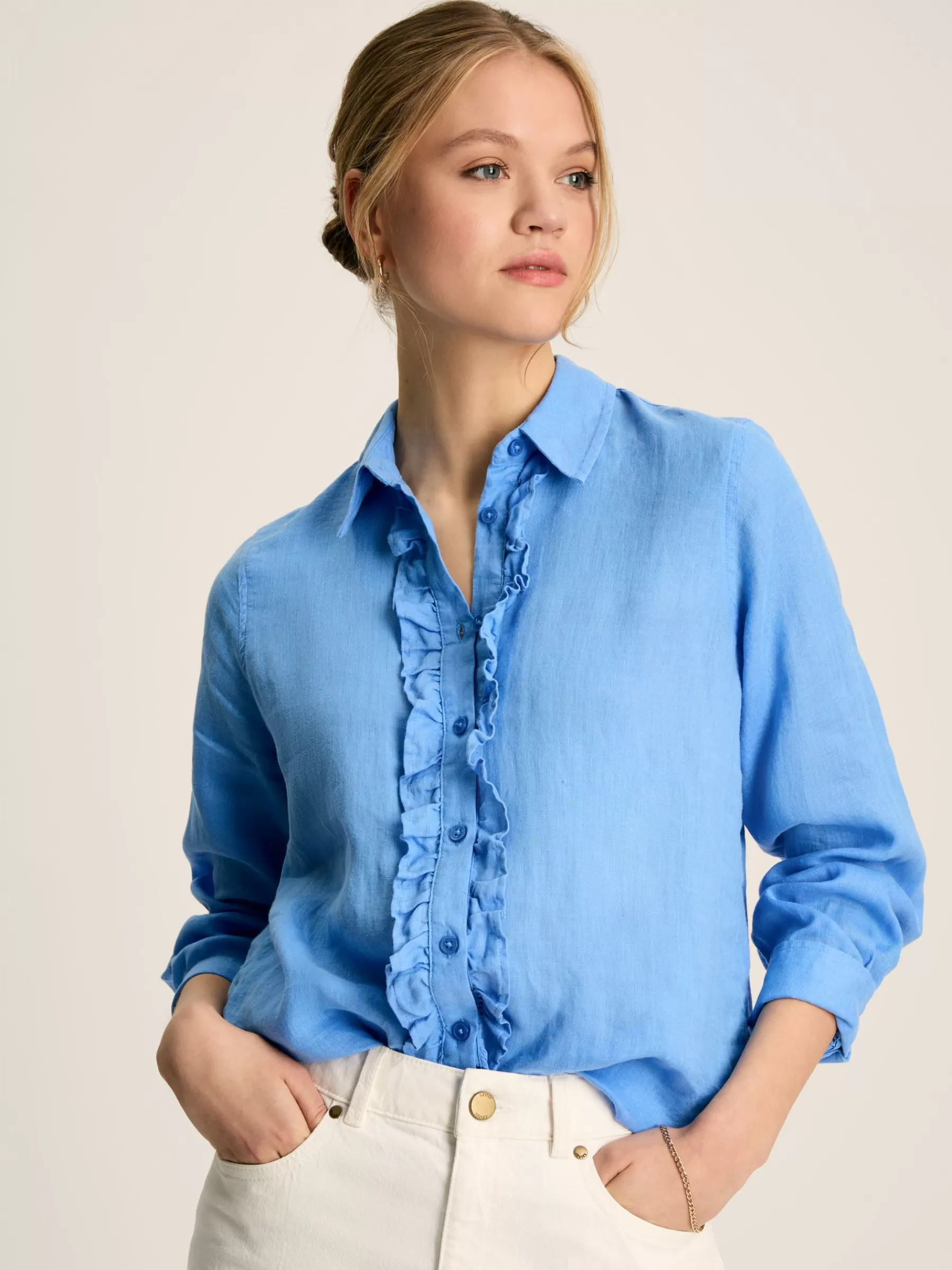 Joules Selene 100% Linen Shirt Blue Discount