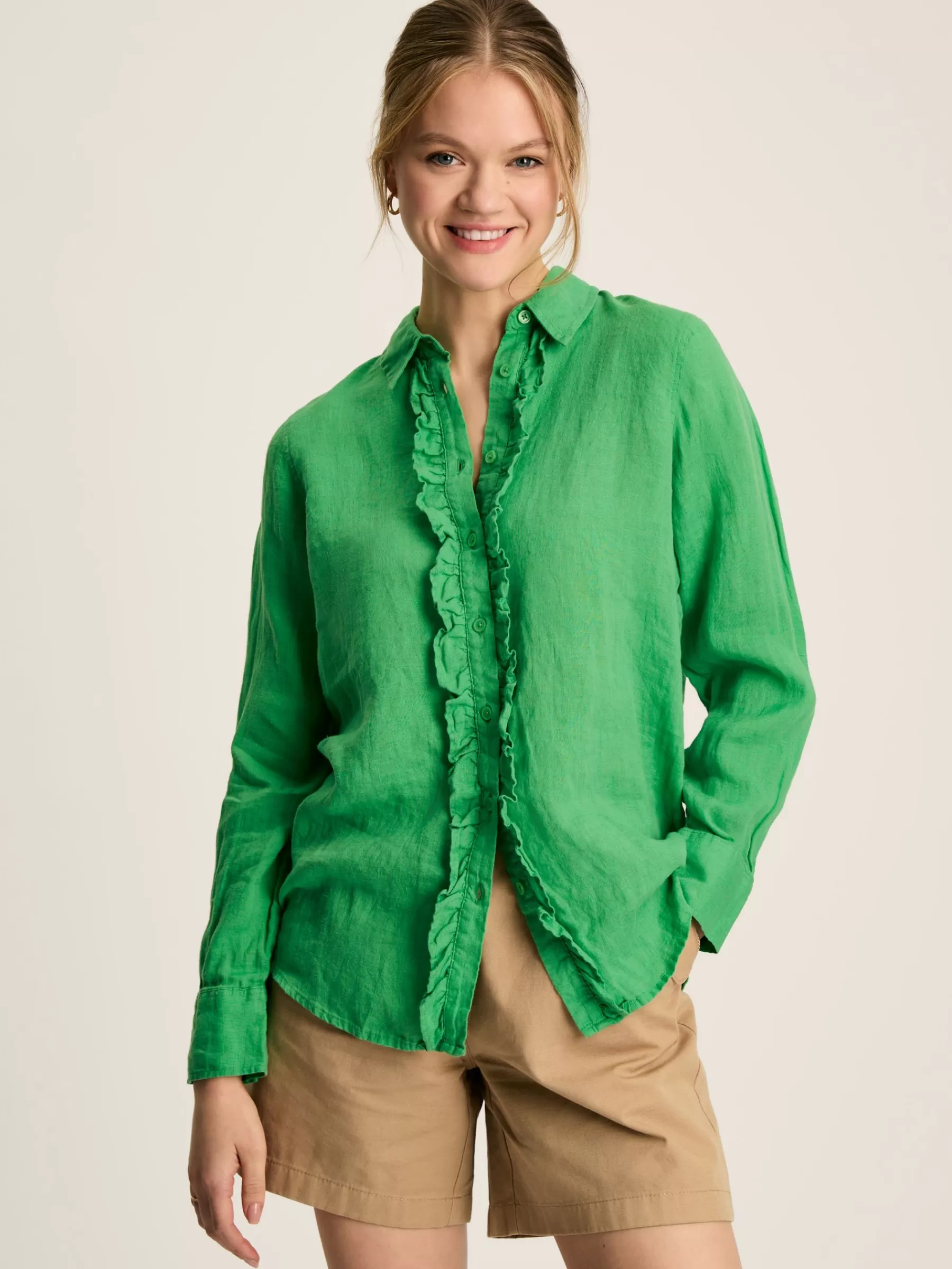 Joules Selene 100% Linen Shirt Green Hot