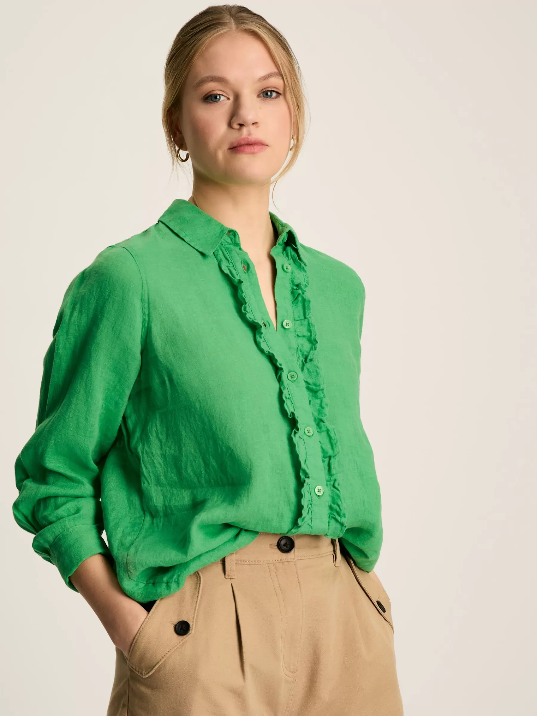 Joules Selene 100% Linen Shirt Green Hot