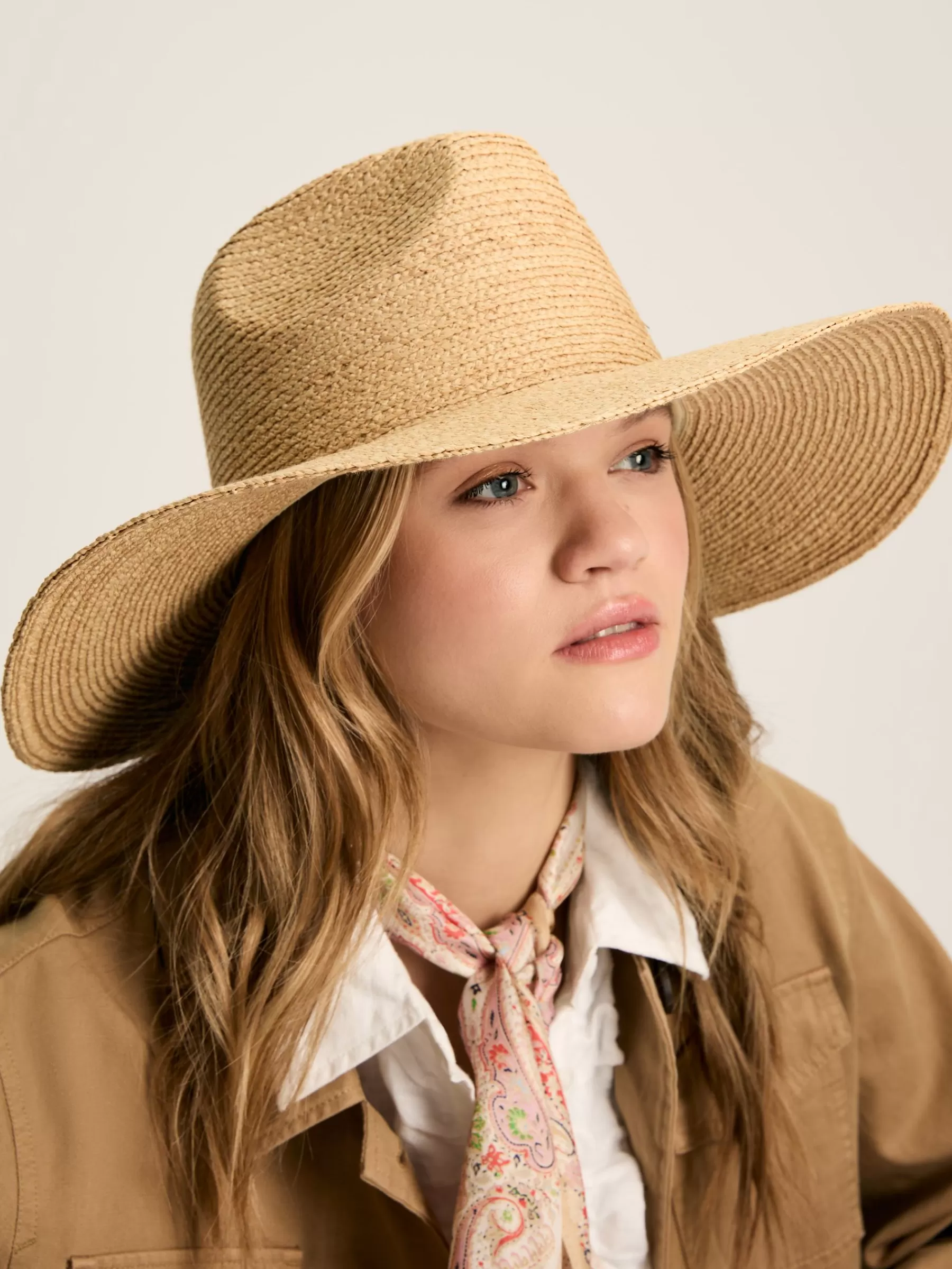 Joules Seville Straw Fedora Hat Natural Flash Sale