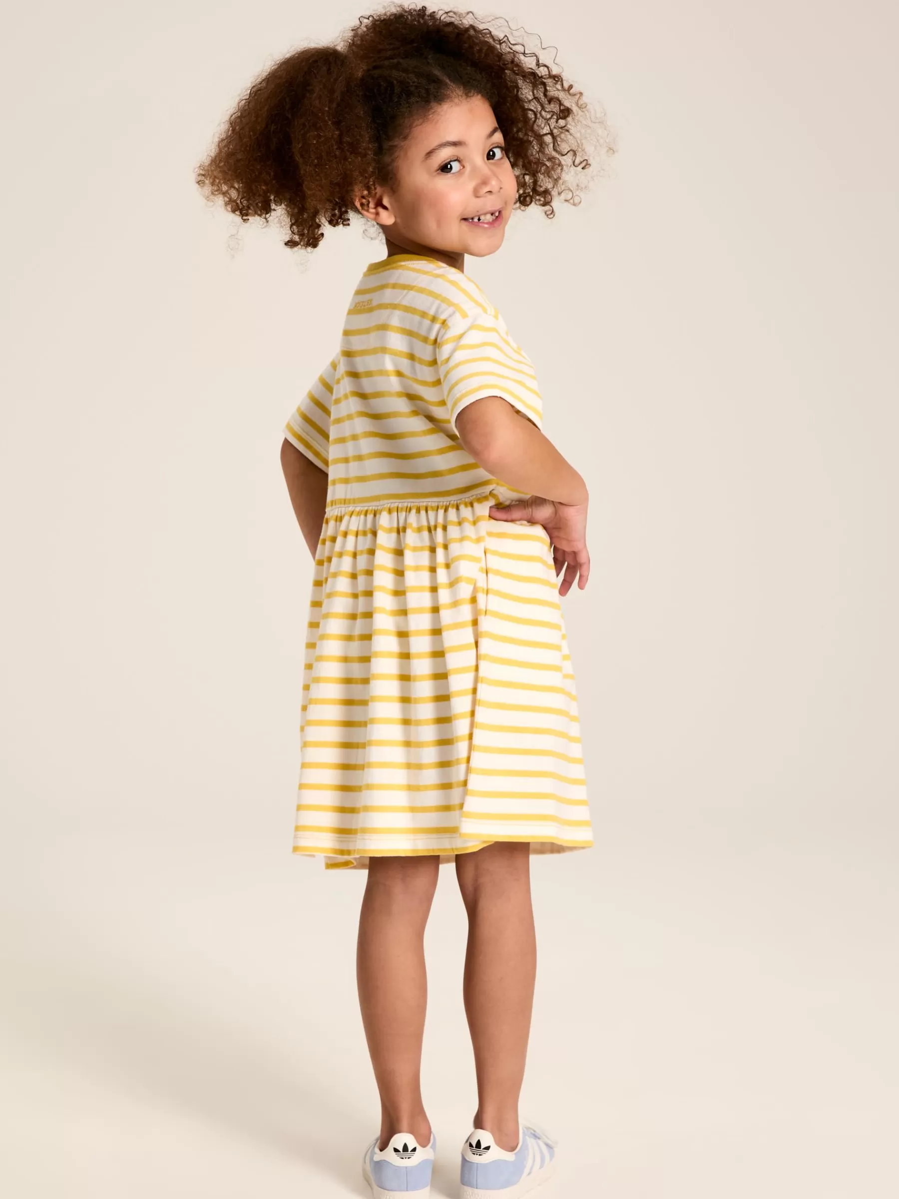 Joules Skye Yellow Striped Jersey T-Shirt Dress YellowStriped Store