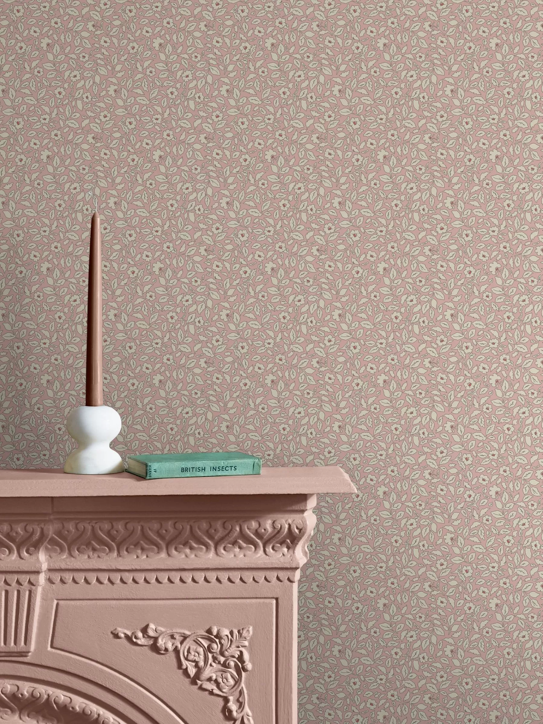 Joules Soft Pink Ditsy Floral Print 10M Wallpaper SoftPink Flash Sale