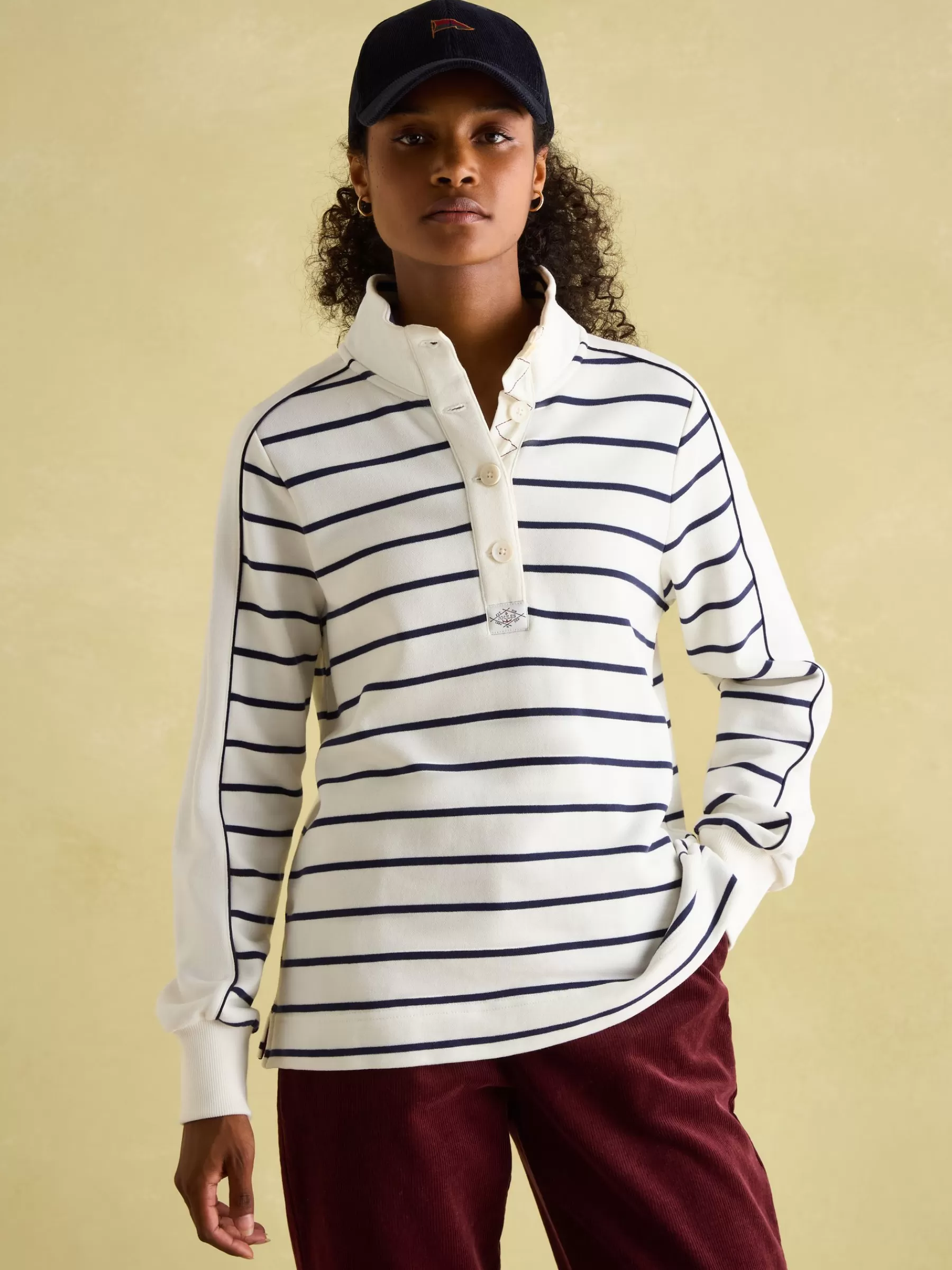 Joules Southwold Button Down Striped Sweatshirt Navy Cheap