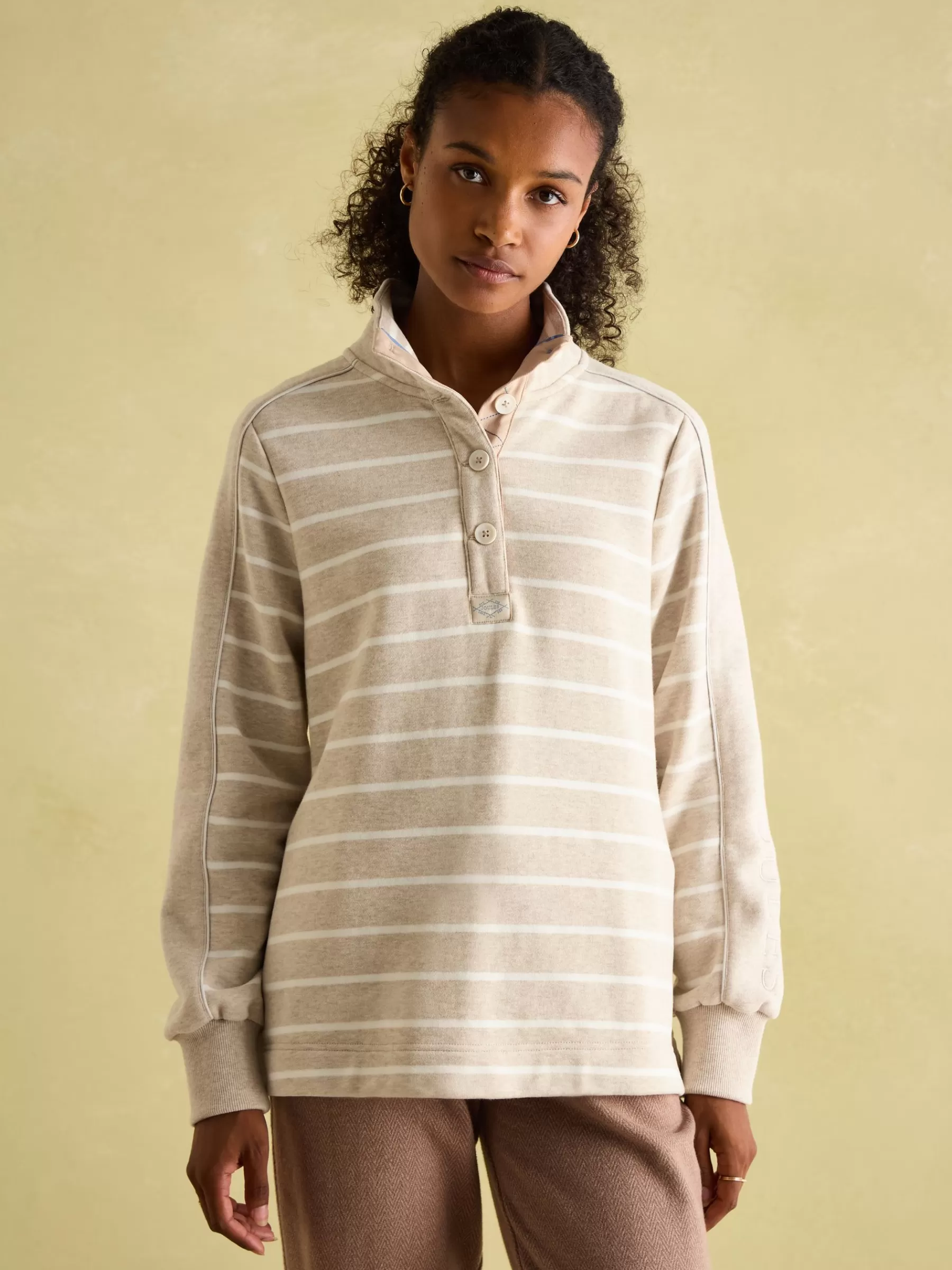 Joules Southwold Button Down Striped Sweatshirt Oatmarl Online