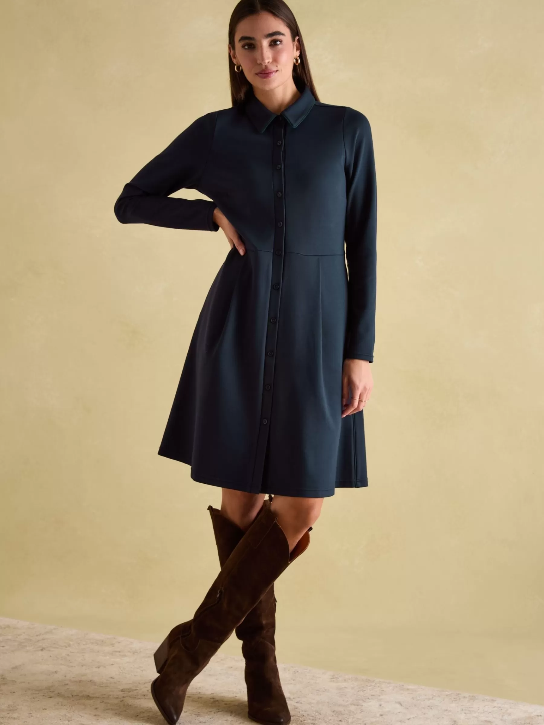 Joules Tallie Long Sleeve Jersey Ponte Dress Navy Cheap