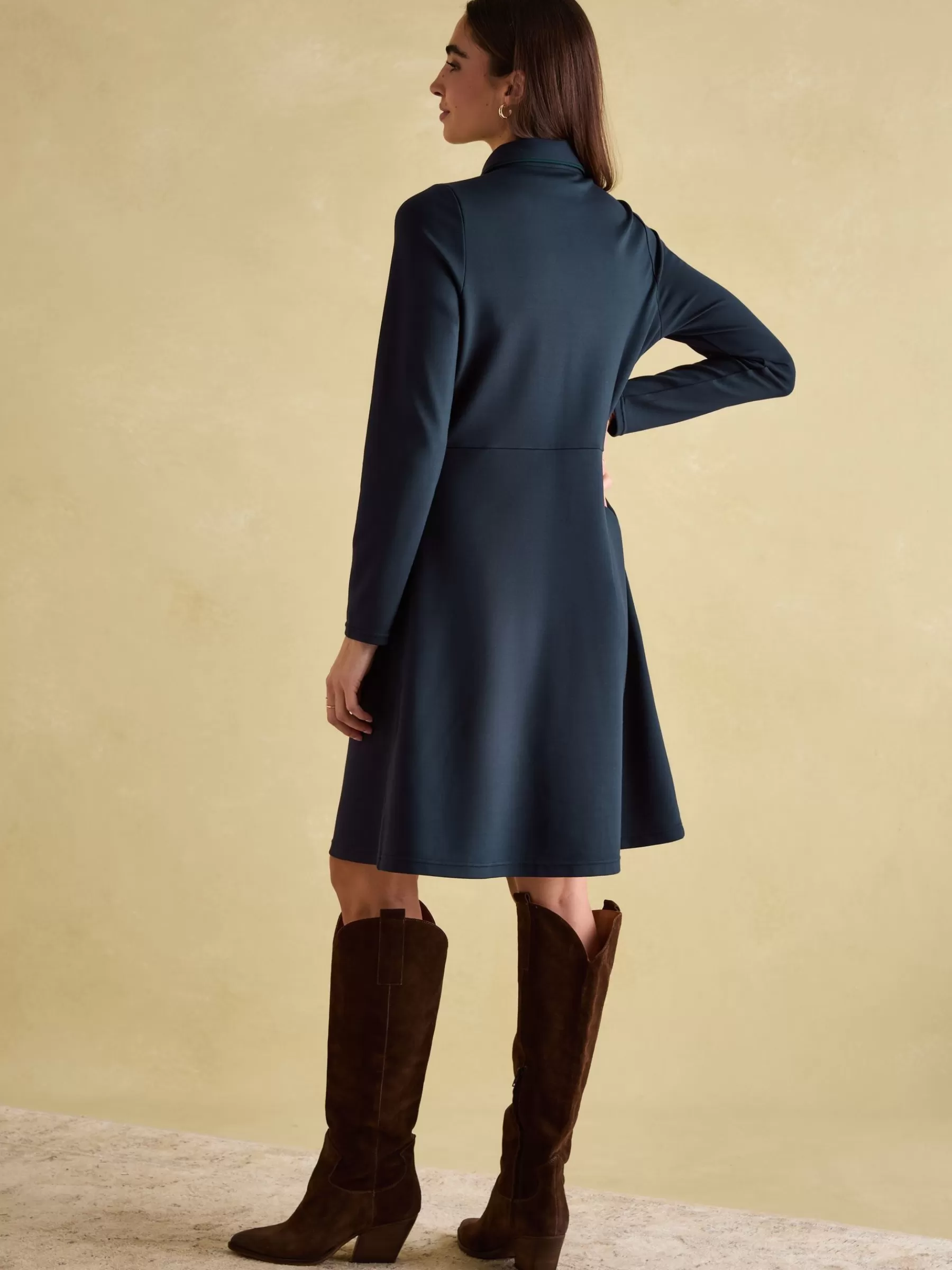 Joules Tallie Long Sleeve Jersey Ponte Dress Navy Cheap