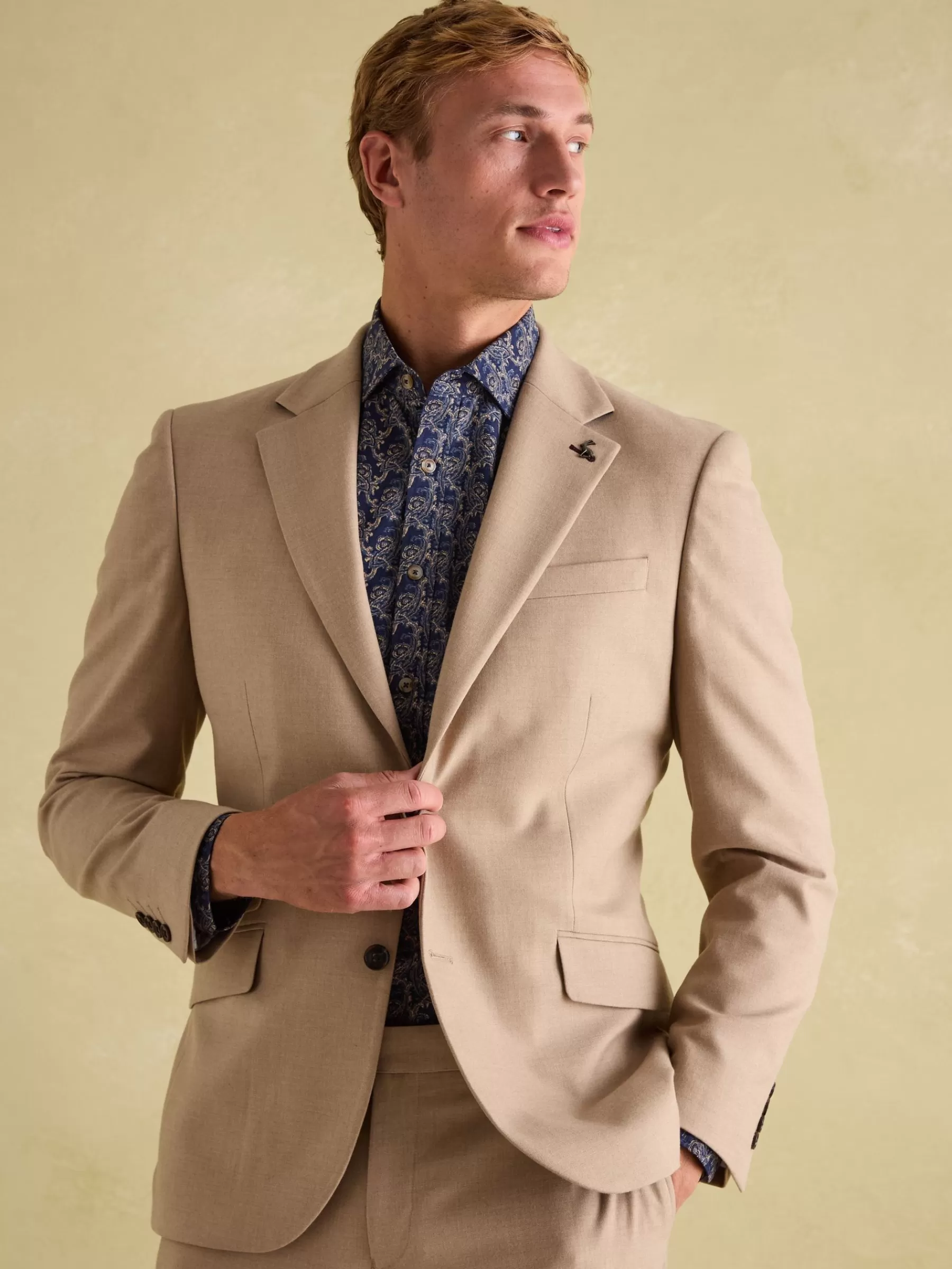 Joules Tan Brown Slim Fit Flannel Suit Jacket TanBrown Best