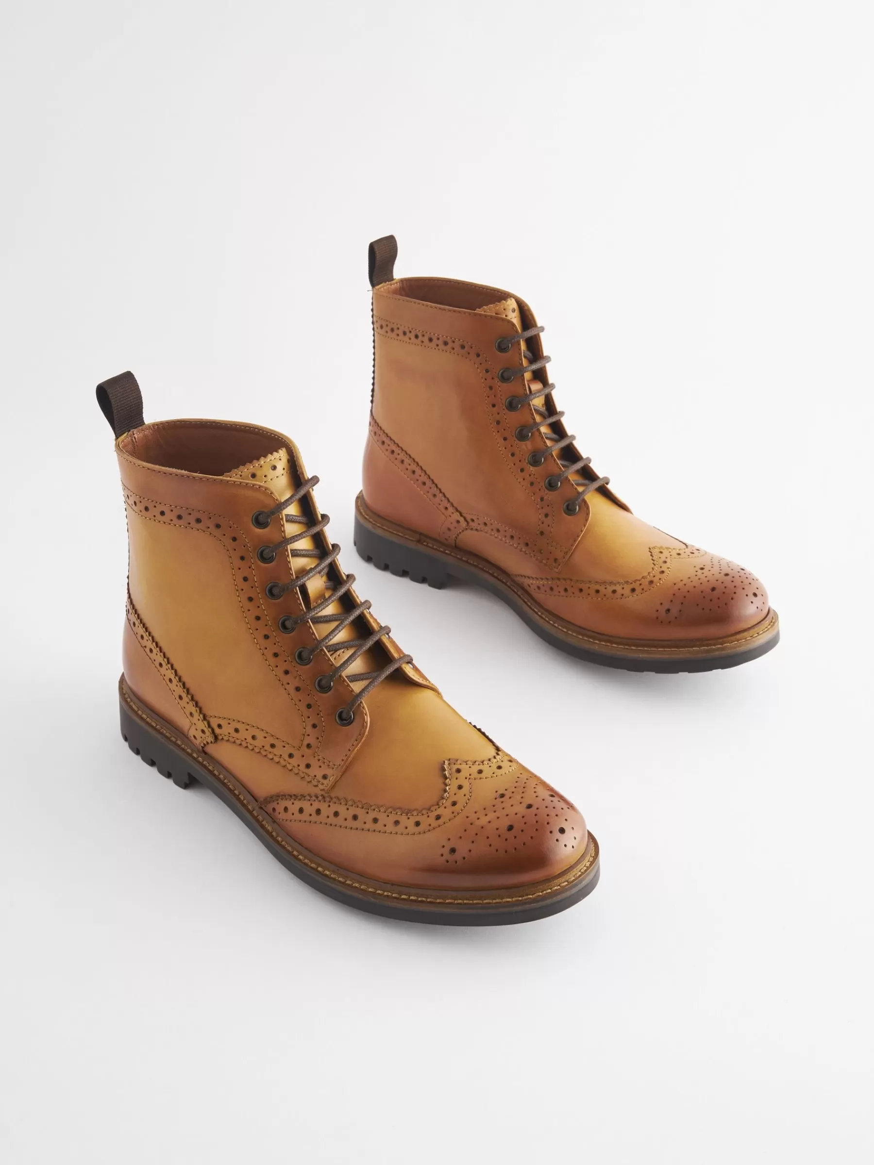 Joules Tan Leather Cleated Brogue Boots TanLeather Online