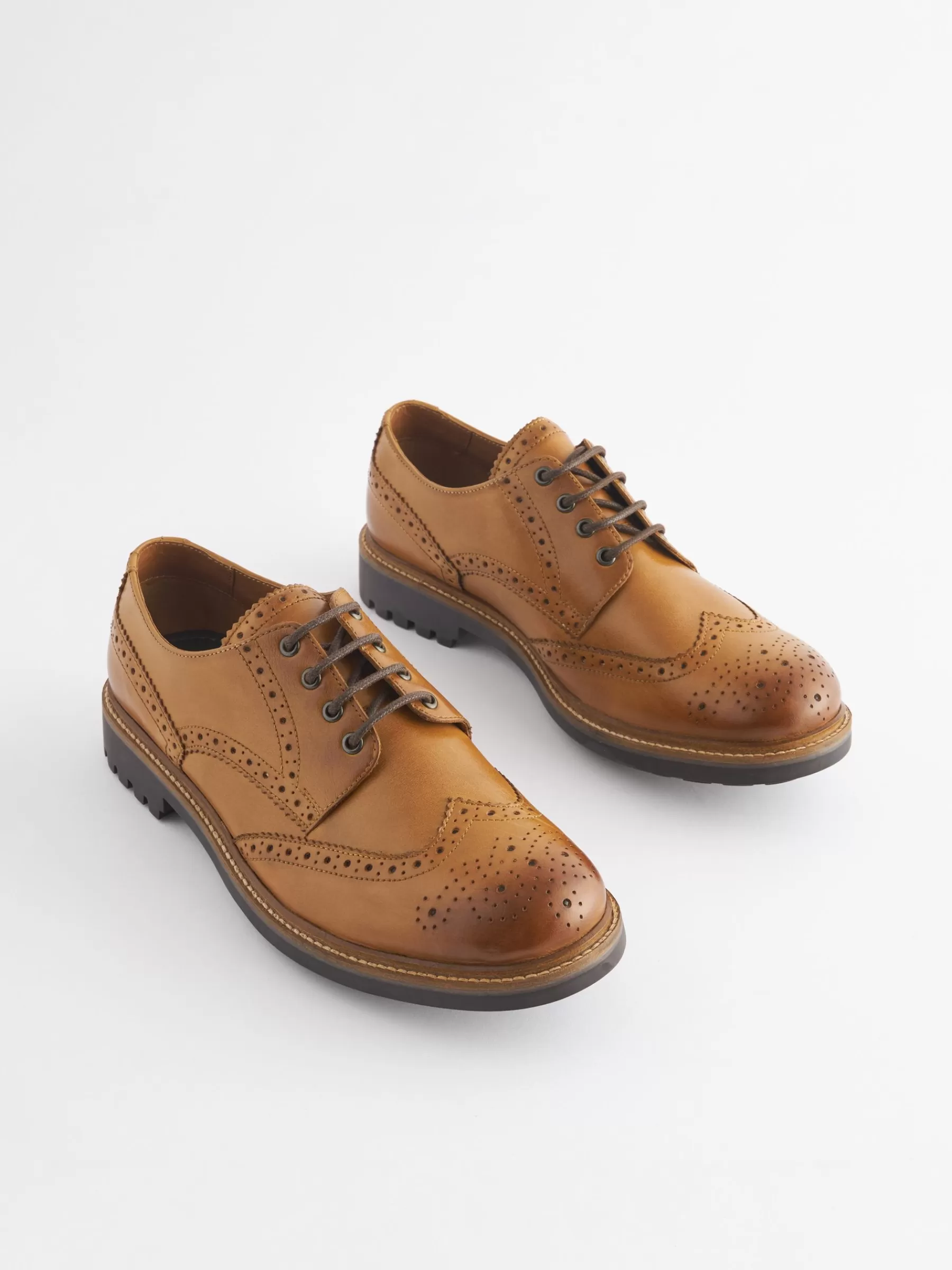 Joules Tan Leather Cleated Brogues TanLeather New