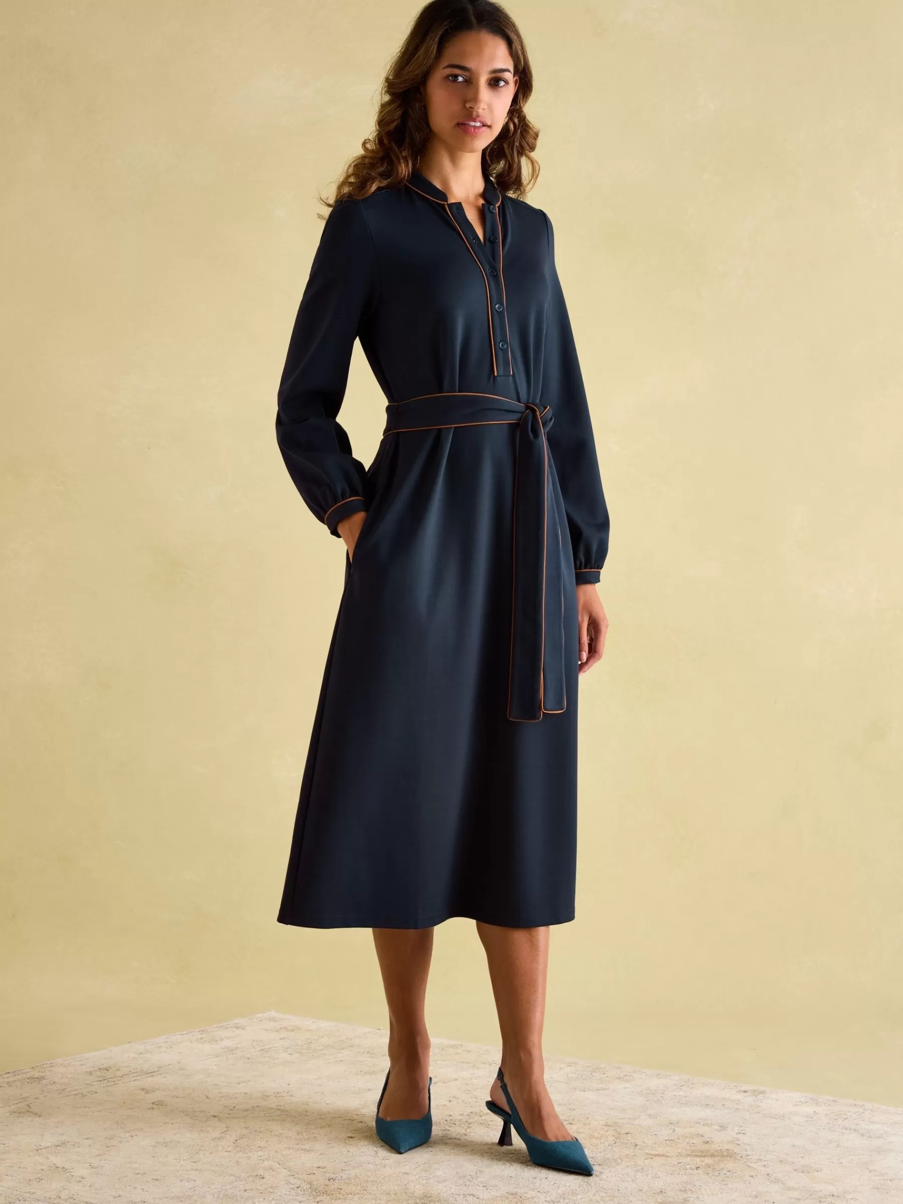 Joules Thea Ponte Long Sleeve Dress Navy Clearance