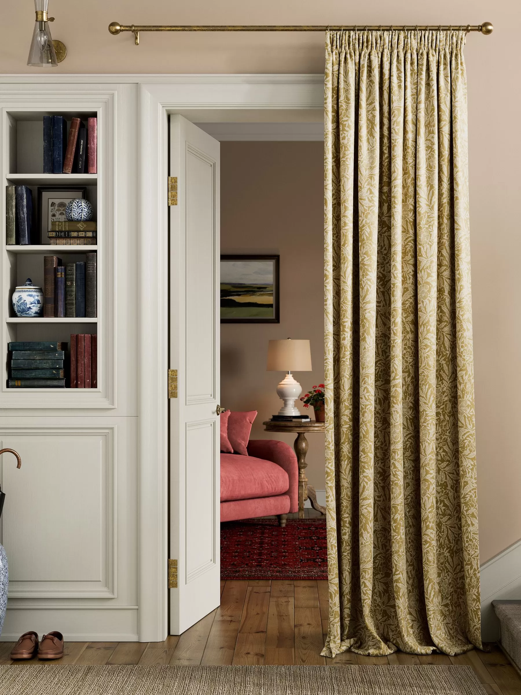 Joules Twilight Ditsy Set of 2 Blackout Pencil Pleat Curtains Gold Online