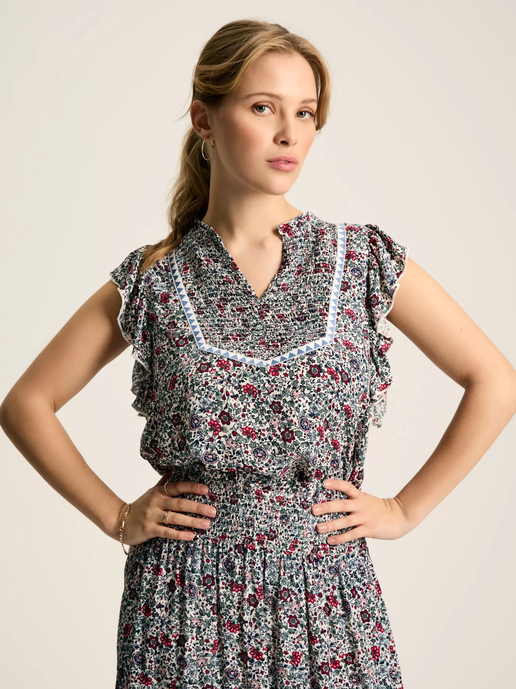 Joules Verity Frill Shoulder Sleeveless Blouse Multi Store