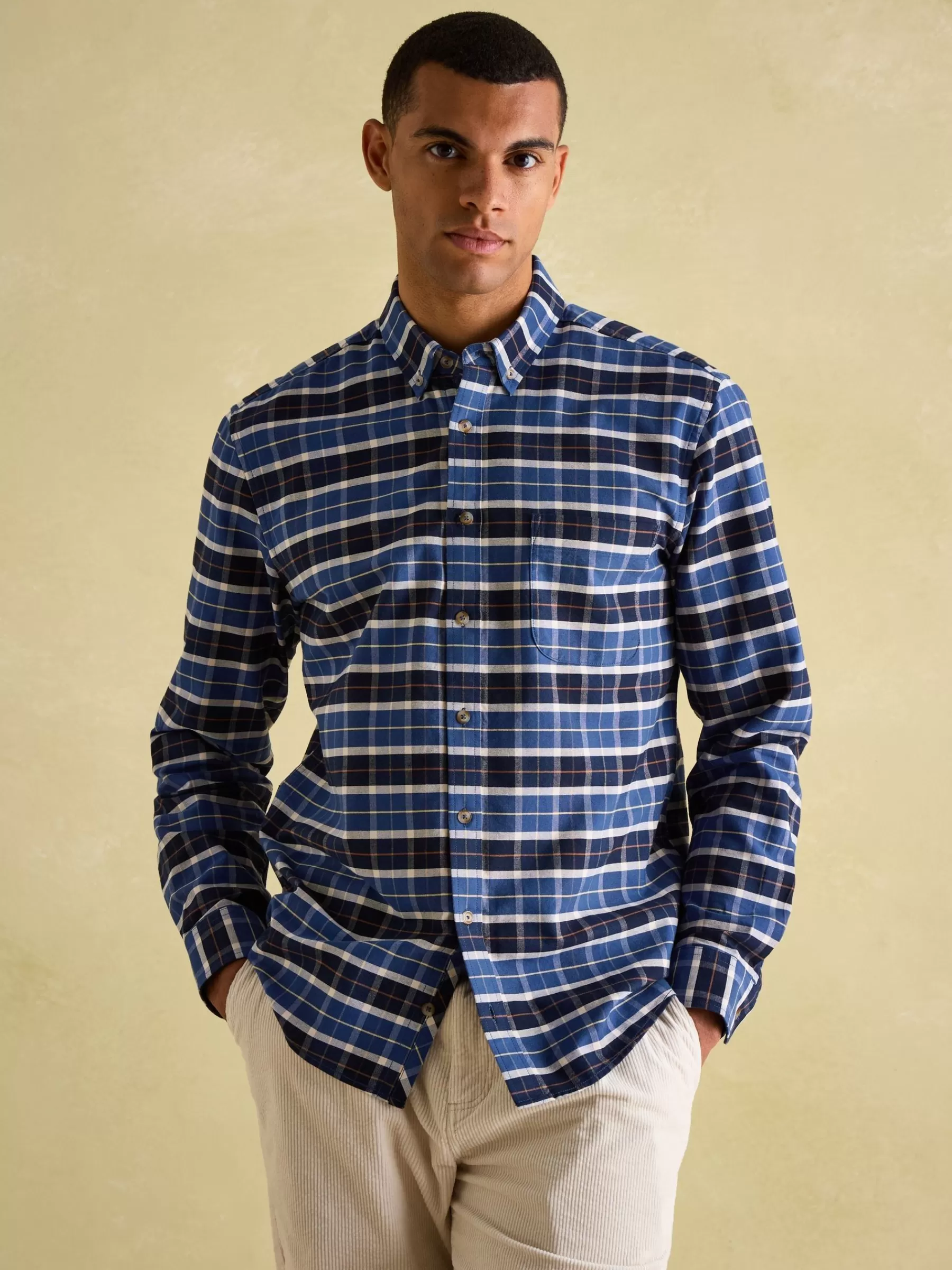 Joules Welford Cotton Check Shirt Blue Flash Sale