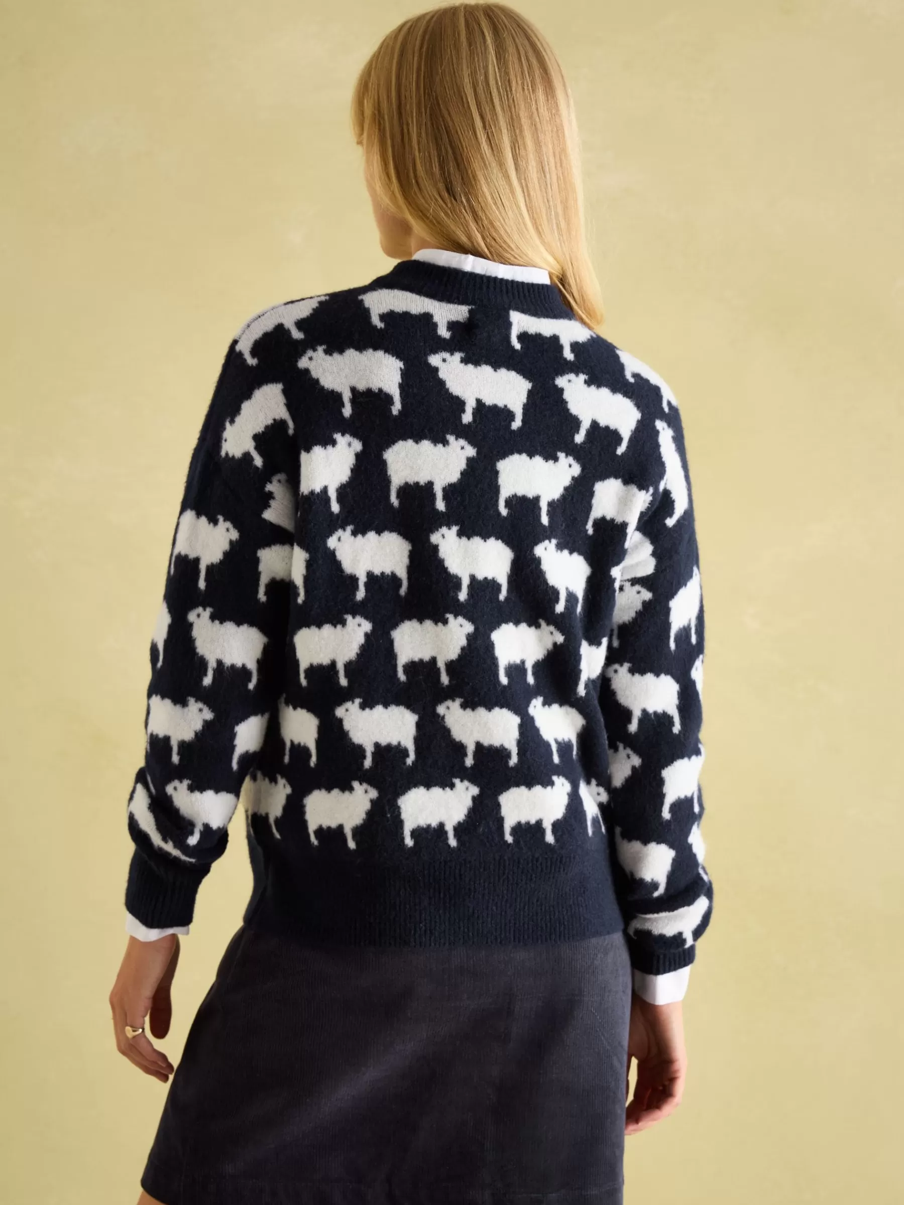 Joules What The Flock Intarsia Sheep Jumper Navy/White Best Sale