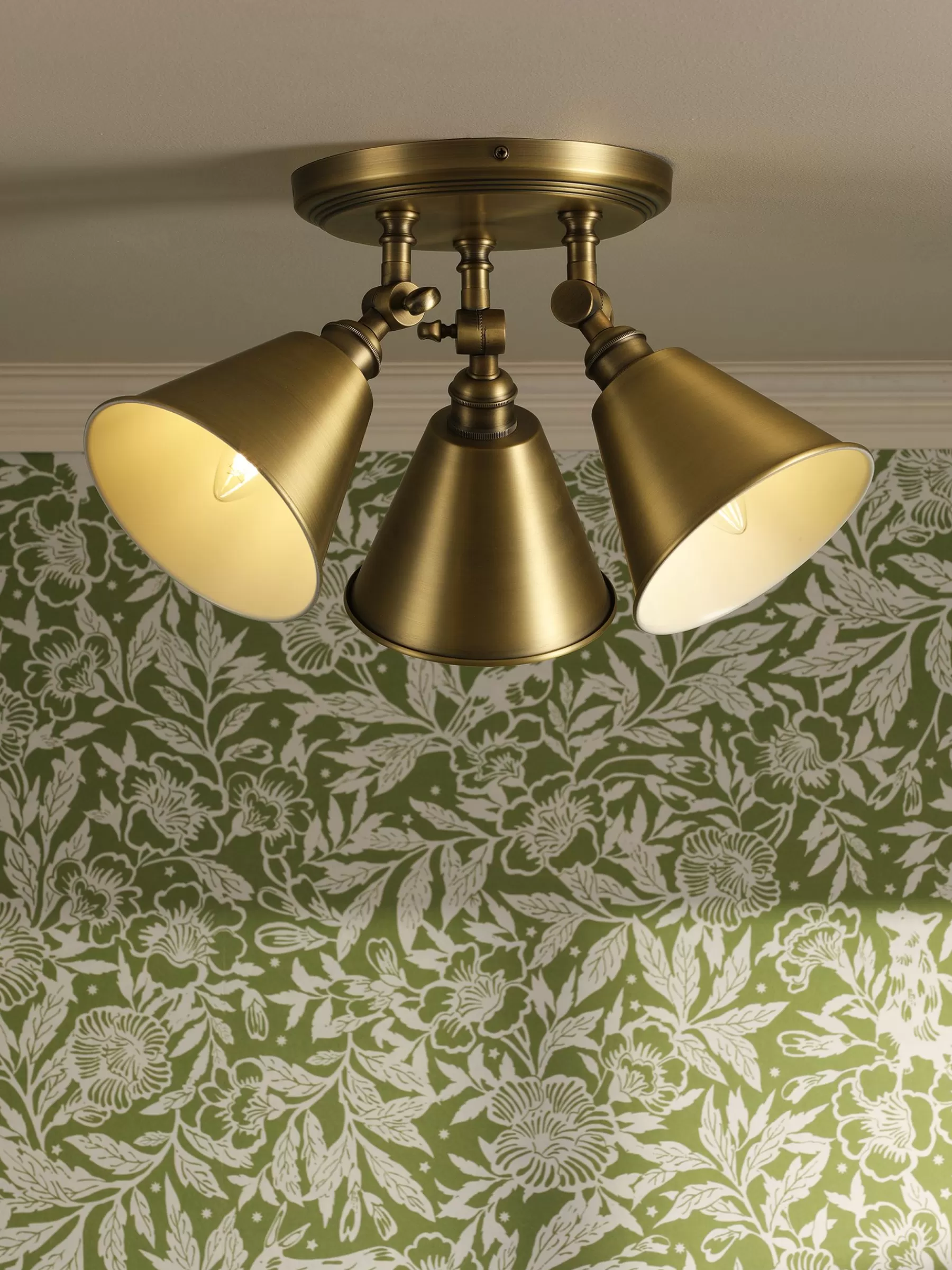 Joules Wollaton Three Way Brass Ceiling Light Gold Sale