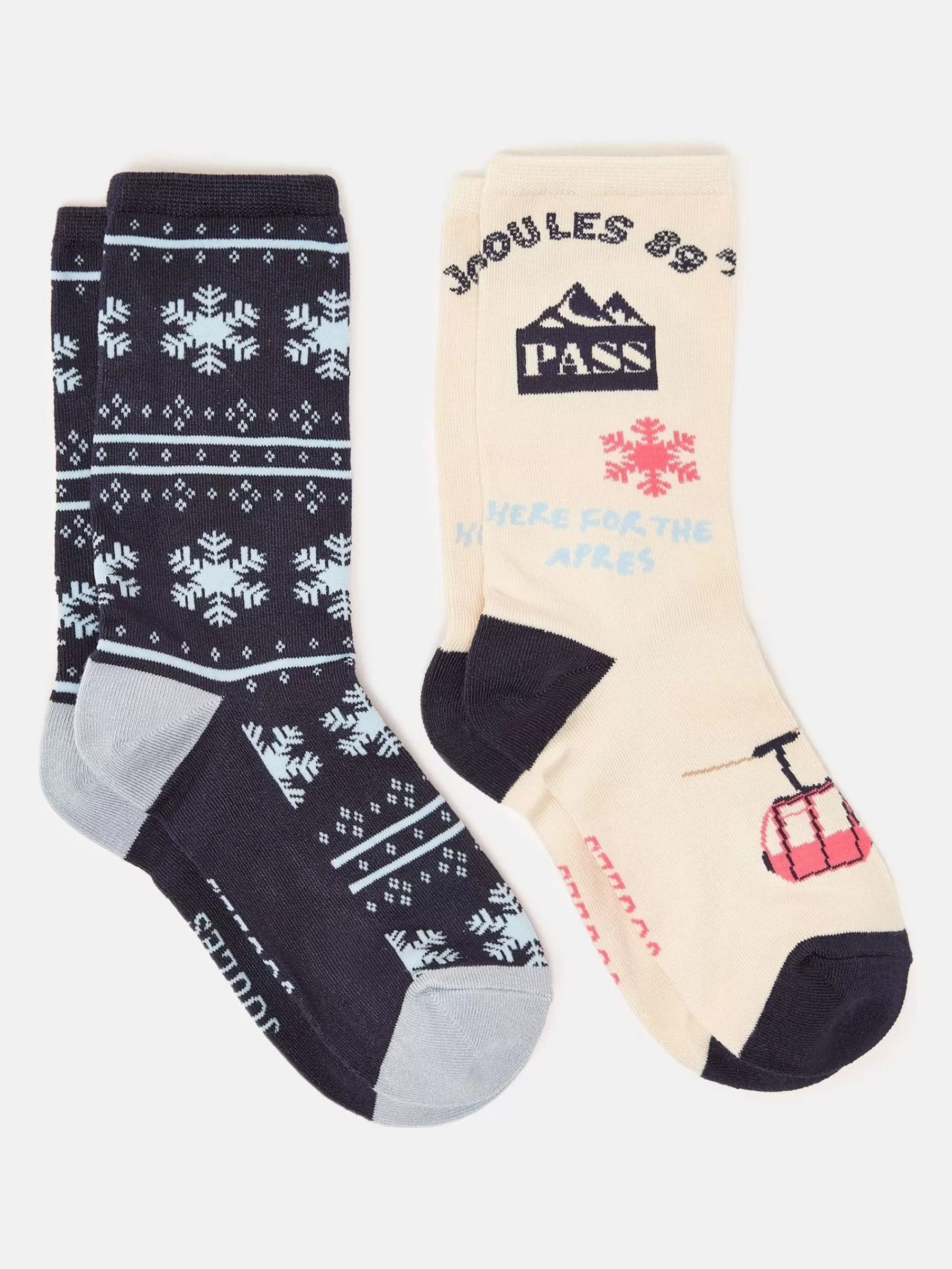 Joules Women's Everyday 2 Pack Socks (size 4-8) Cream/Navy Cheap