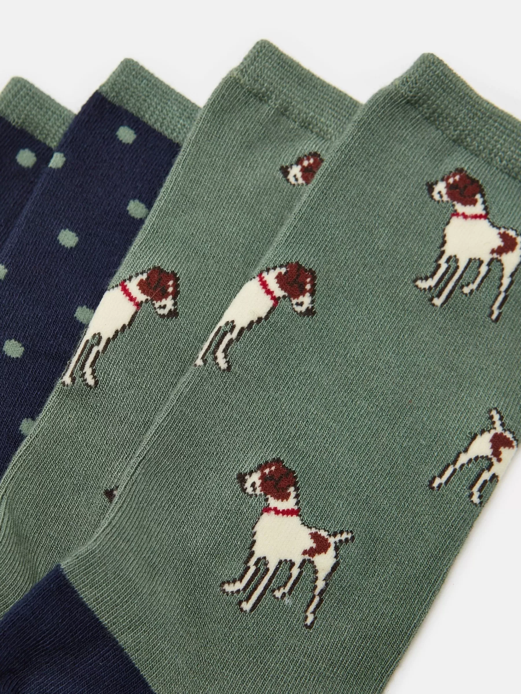 Joules Women's Everyday 2 Pack Socks (size 4-8) Green/Navy Outlet