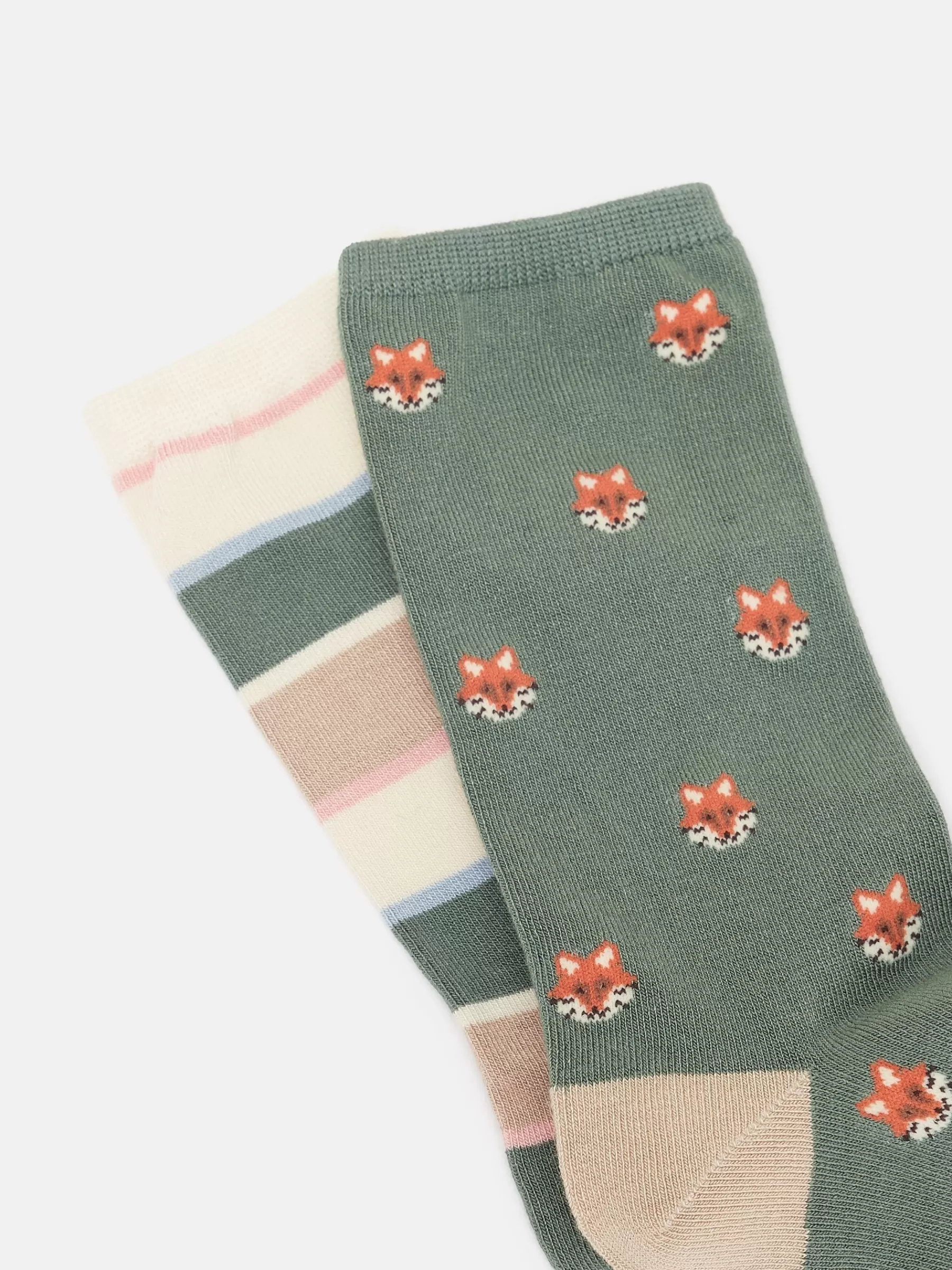 Joules Women's Everyday 2 Pack Socks (size 4-8) Khaki/Grey Hot