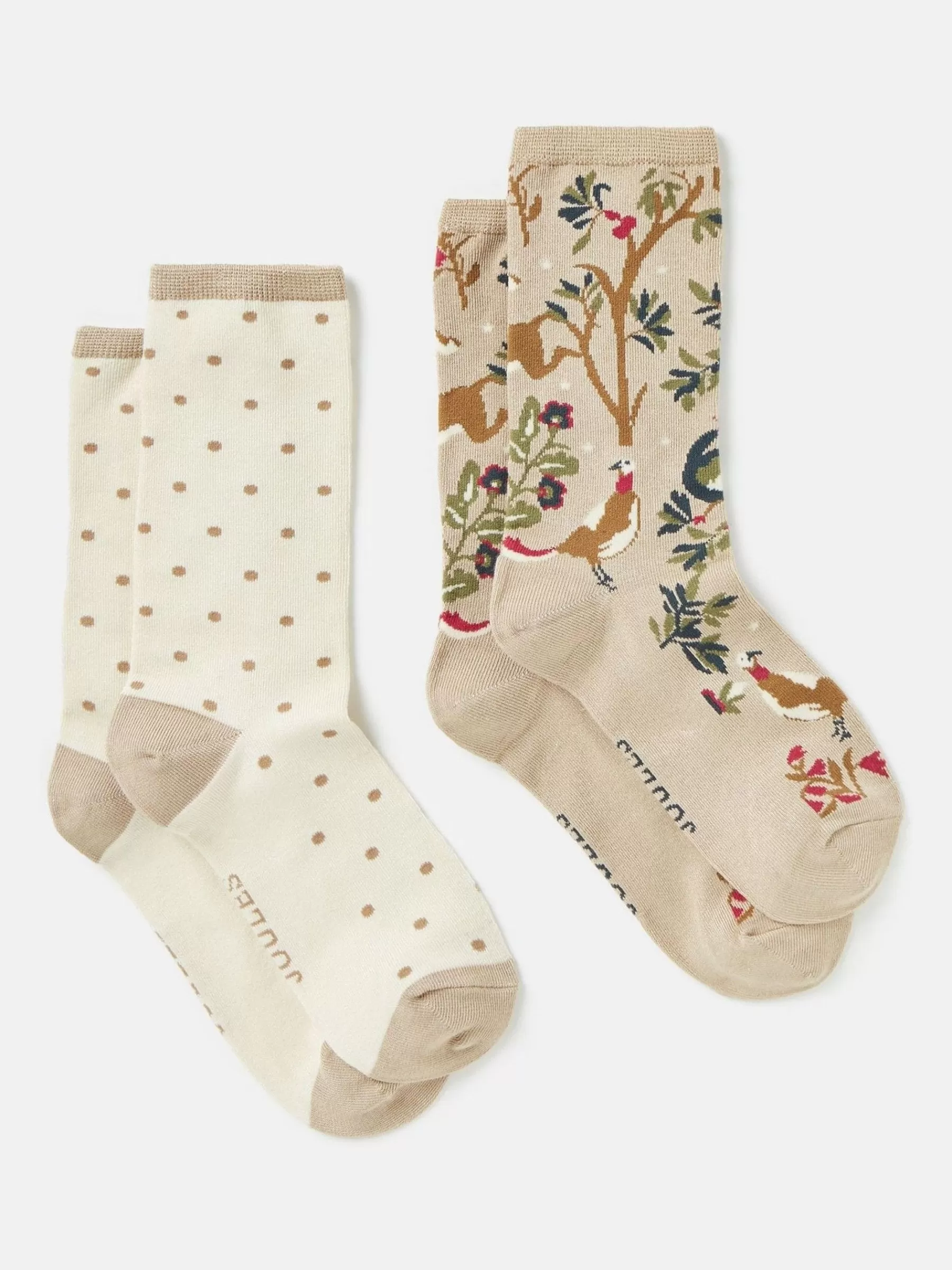 Joules Women's Everyday 2 Pack Socks (size 4-8) Neutral/Tan New