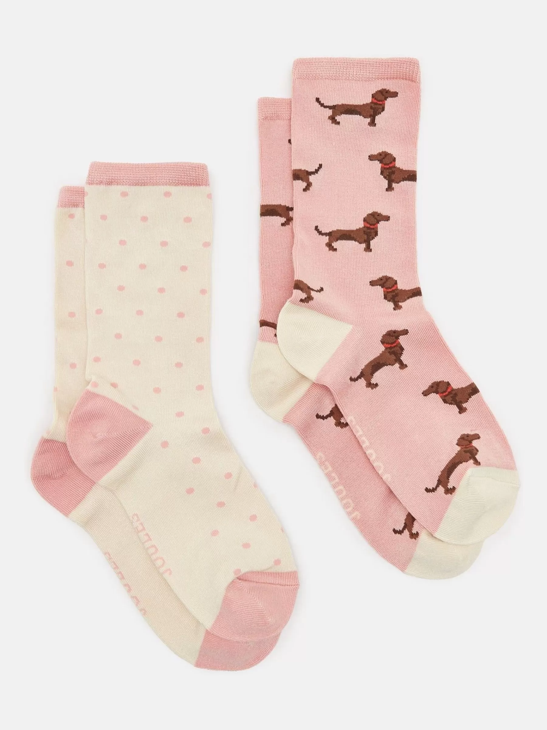 Joules Women's Everyday 2 Pack Socks (size 4-8) Pink Cheap