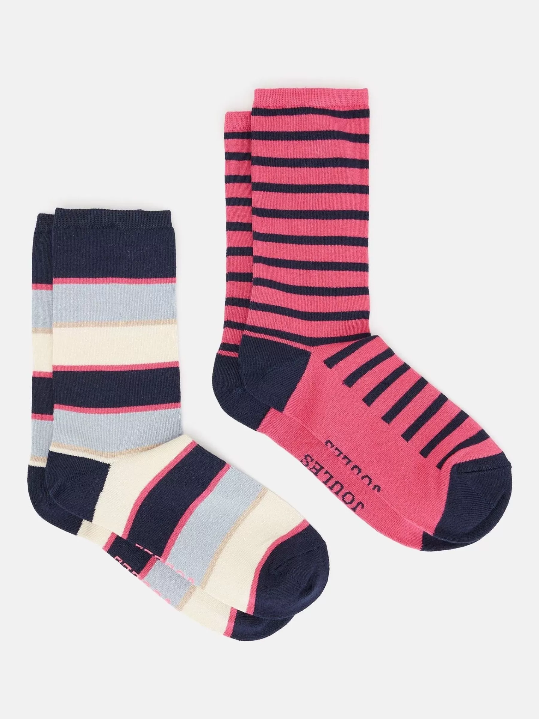 Joules Women's Everyday 2 Pack Socks (size 4-8) Red/Pink Online