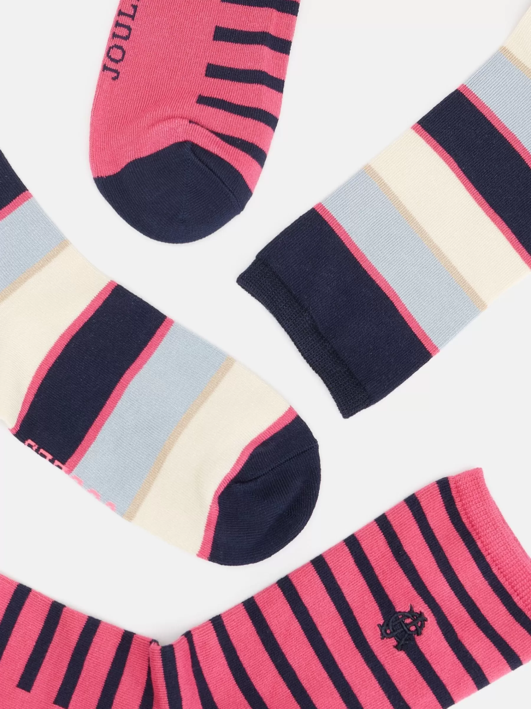 Joules Women's Everyday 2 Pack Socks (size 4-8) Red/Pink Online