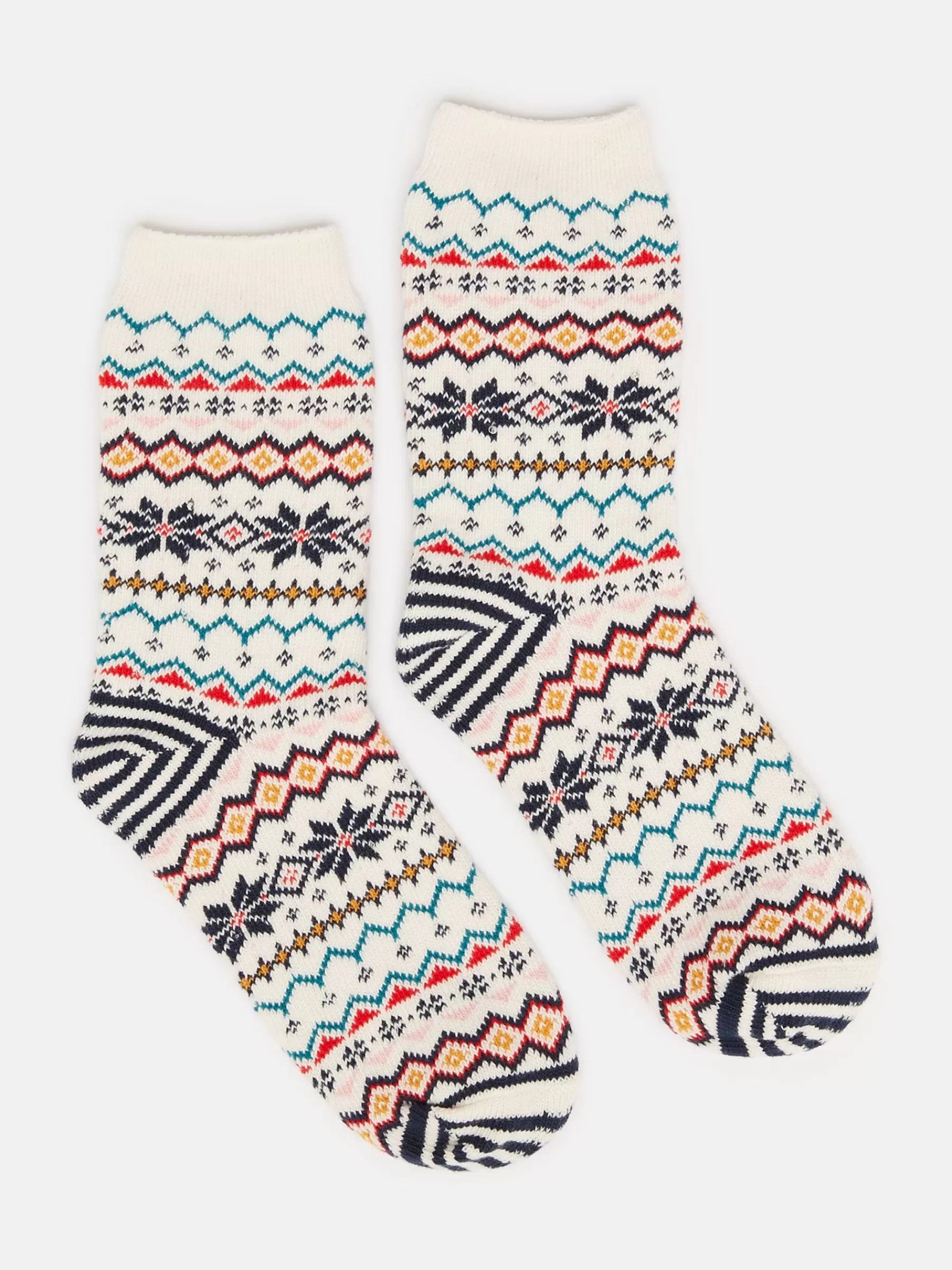 Joules Women's Lucille Fairisle Pattern Socks Cream Sale